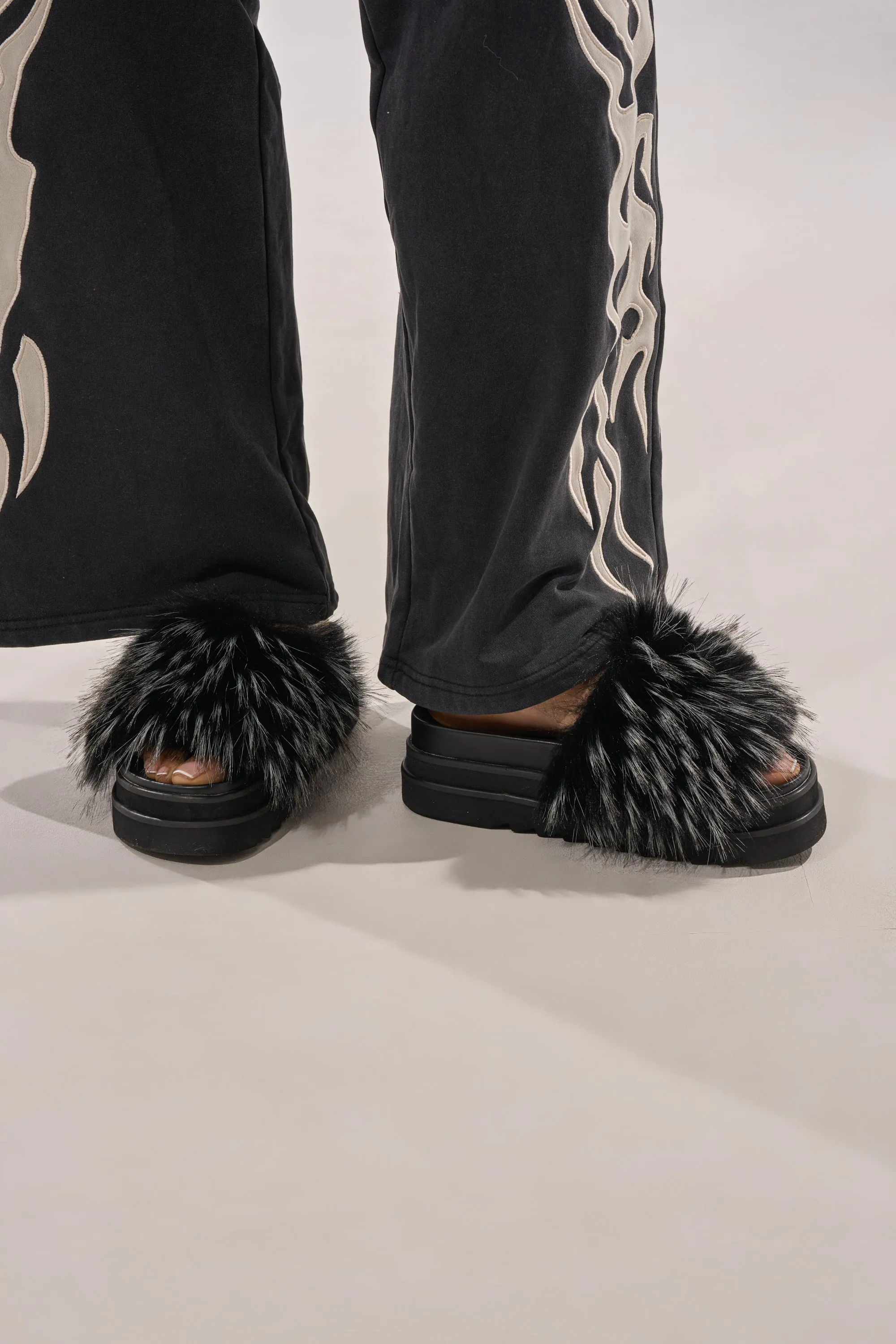 AKIRA MIRAY BLACK MULTI BLACK FUR SLIDE sold by AKIRA product image thumbnail 2