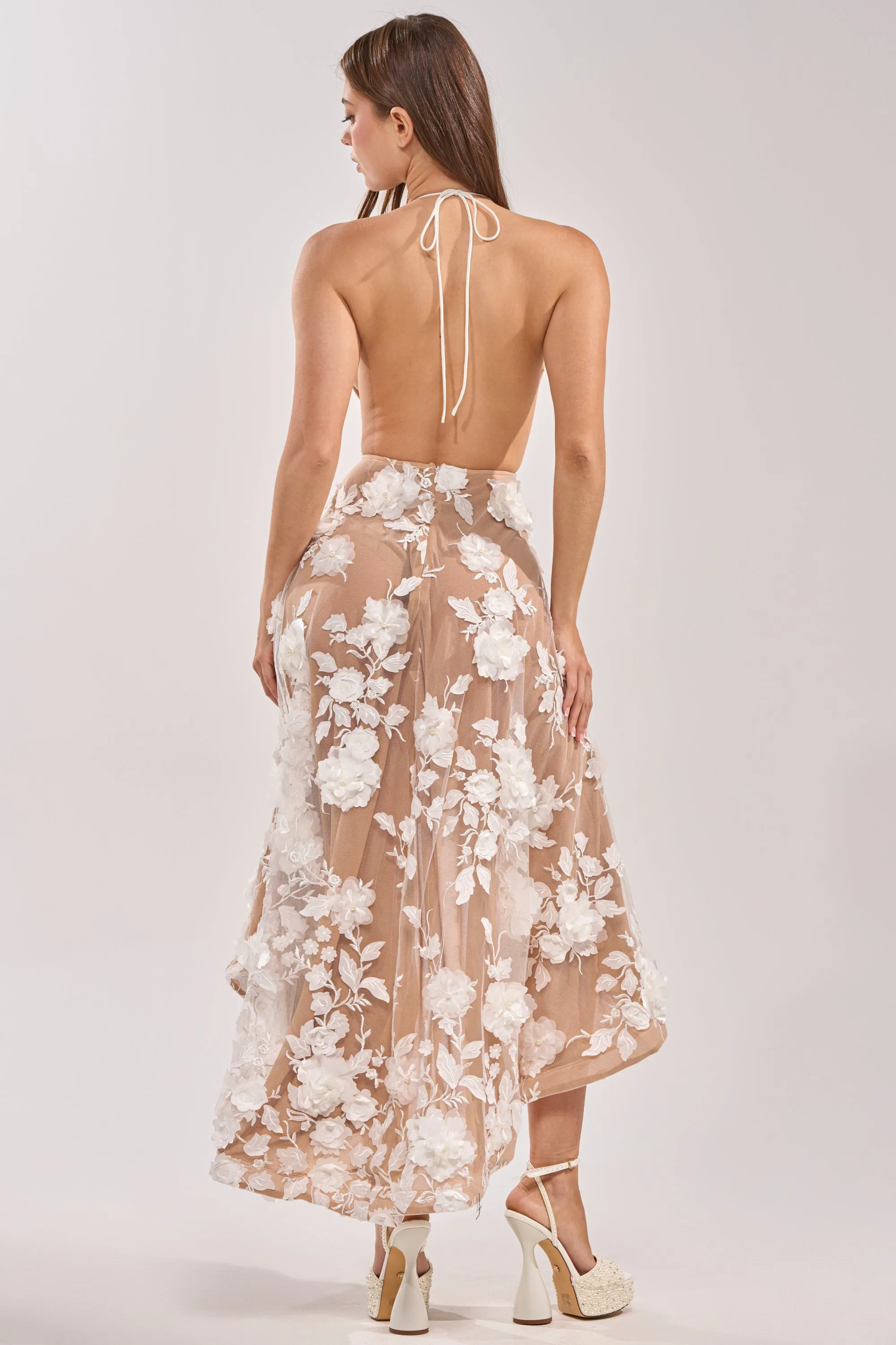 LILAH FLOWER APPLIQUE MIDI DRESS sold by AKIRA product image thumbnail 5