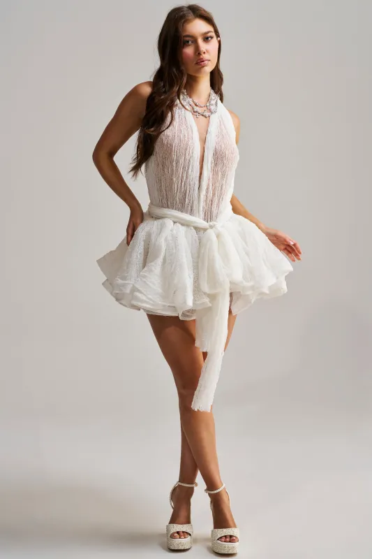 DESERT DAYDREAM MINI DRESS IN WHITE made by AKIRA