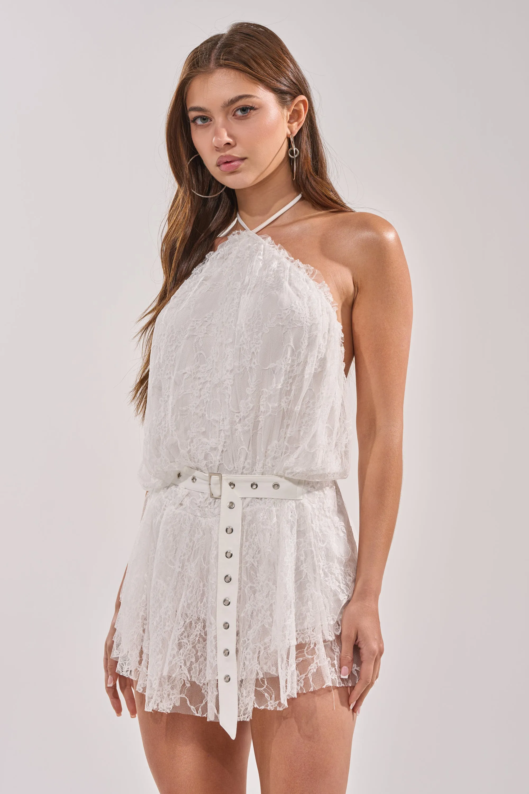 BOOTS ON LACE ROMPER IN WHITE sold by AKIRA product image thumbnail 3