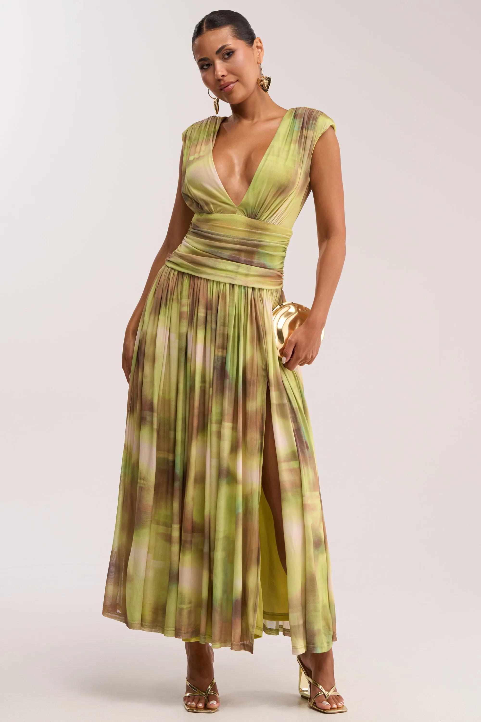 TEA TIME ABSTRACT MAXI DRESS IN GREEN sold by AKIRA product image thumbnail 2