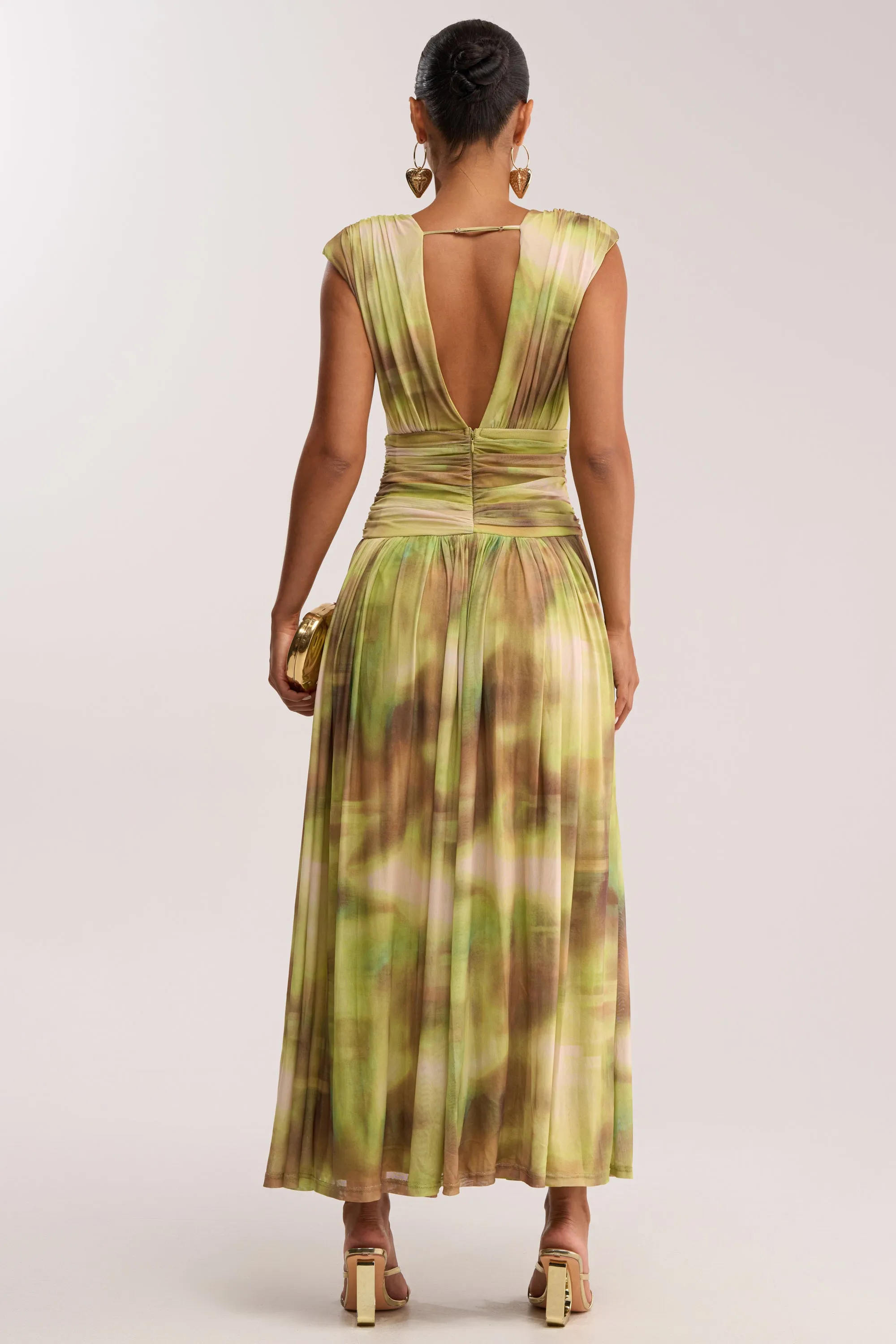 TEA TIME ABSTRACT MAXI DRESS IN GREEN sold by AKIRA product image thumbnail 4