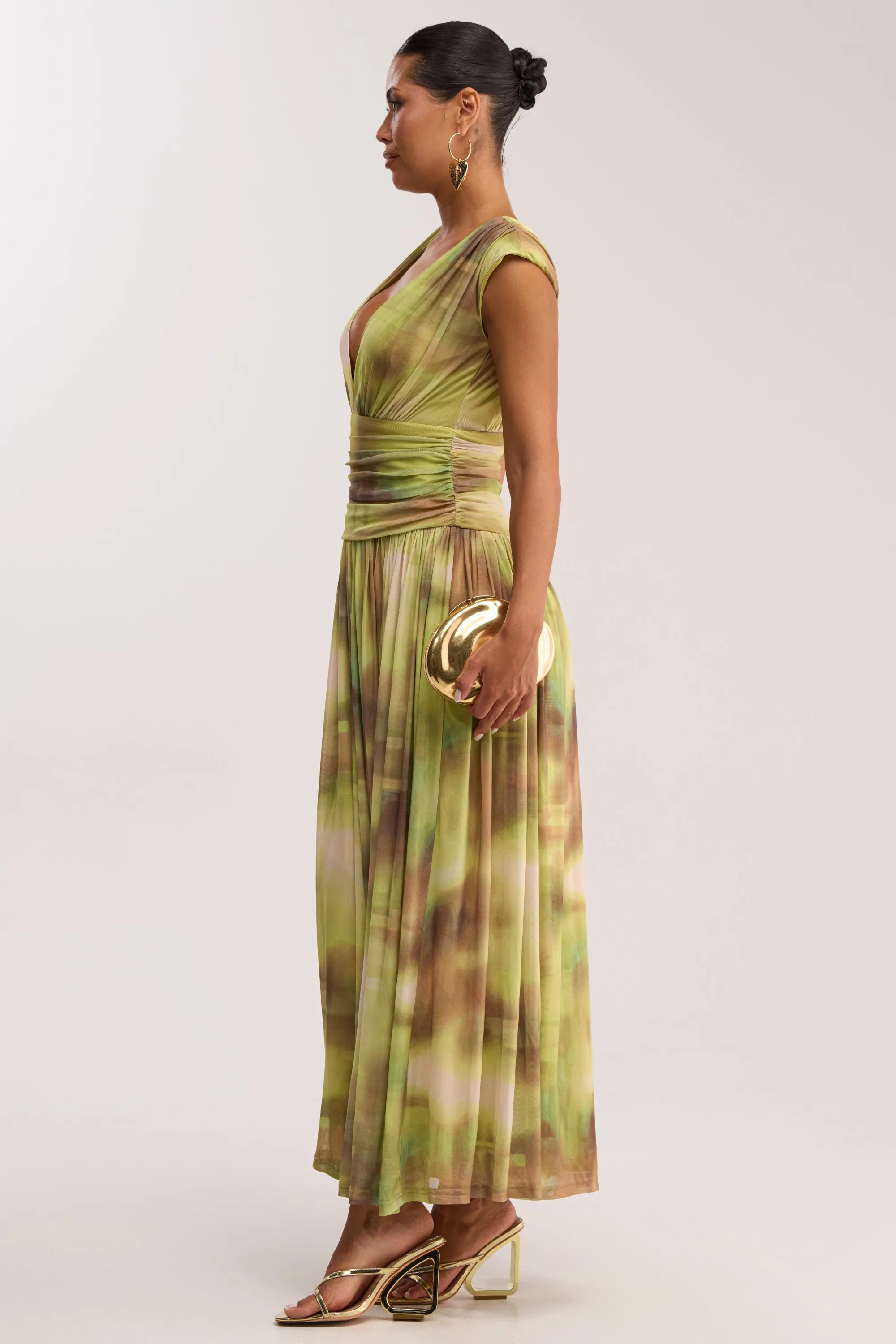 TEA TIME ABSTRACT MAXI DRESS IN GREEN sold by AKIRA product image thumbnail 3