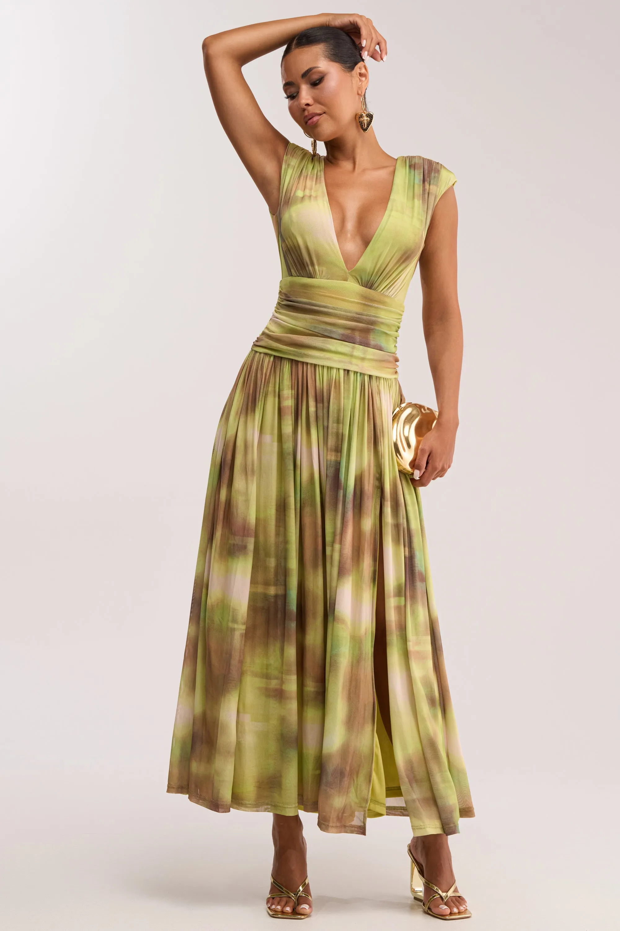 TEA TIME ABSTRACT MAXI DRESS IN GREEN sold by AKIRA product image thumbnail 5