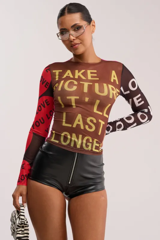 TAKE A PICTURE MESH TOP made by AKIRA