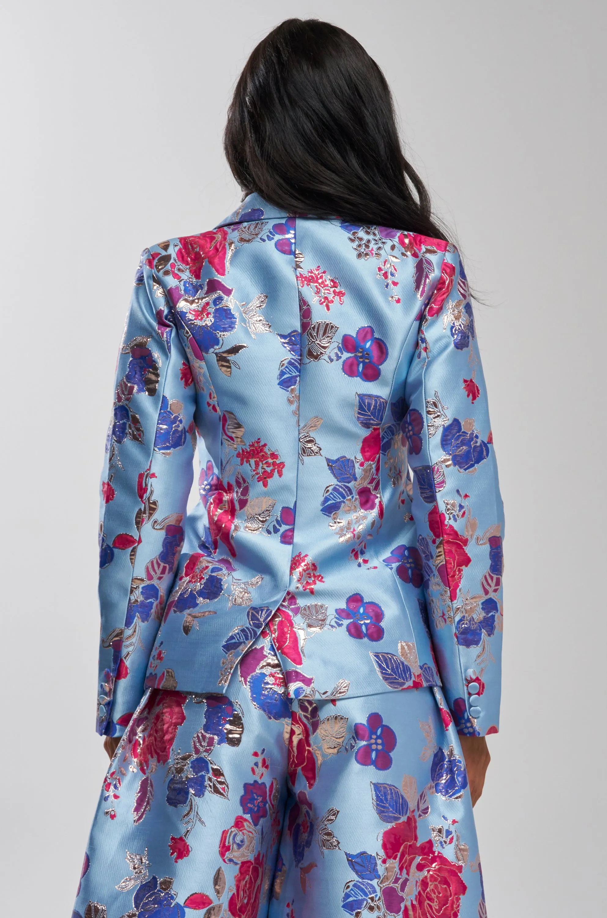 BUY MYSELF FLOWERS BROCADE BLAZER IN BLUE sold by AKIRA product image thumbnail 5