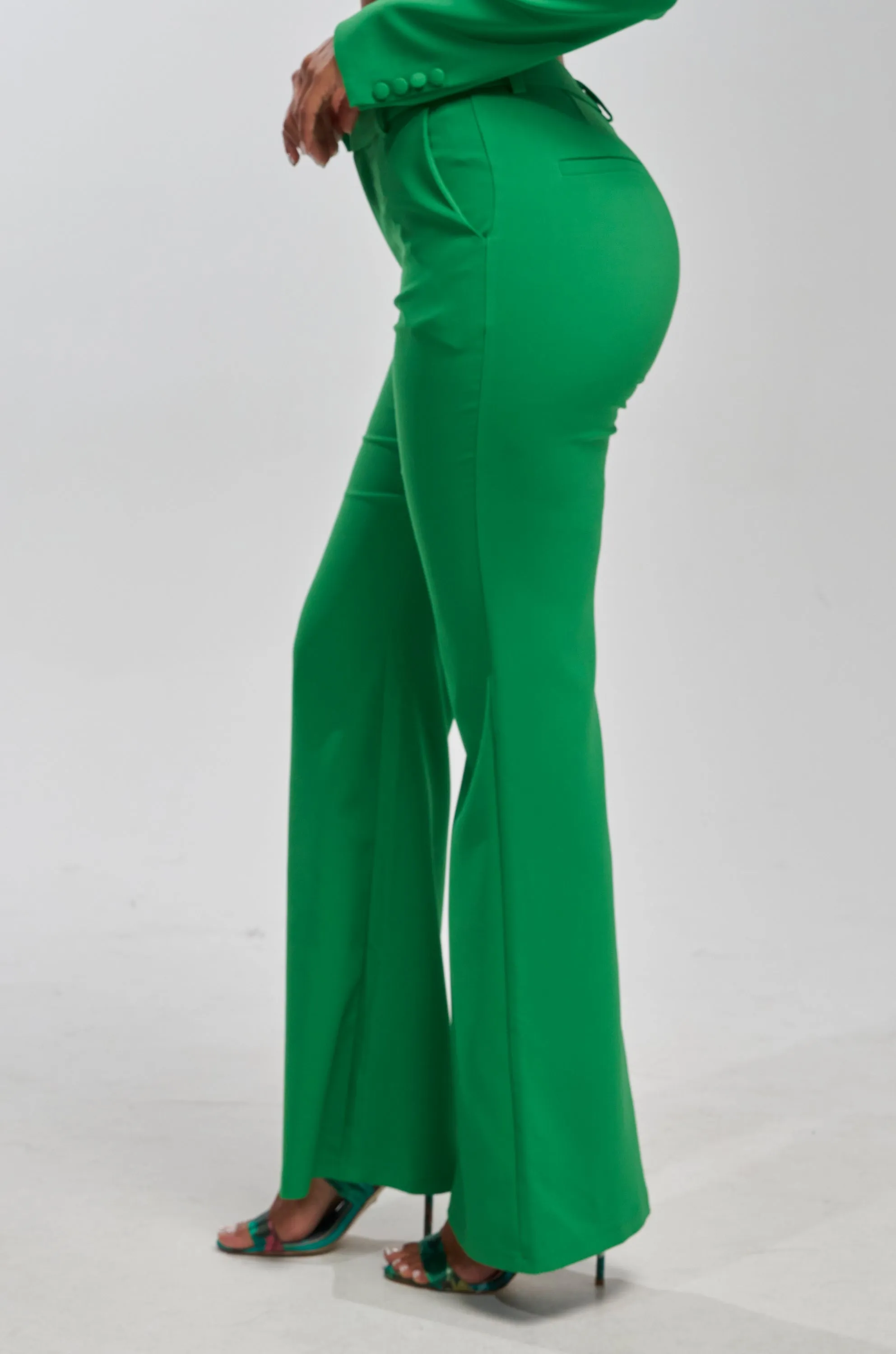 JUST YOUR LUCK FLARE TROUSER IN GREEN sold by AKIRA product image thumbnail 2