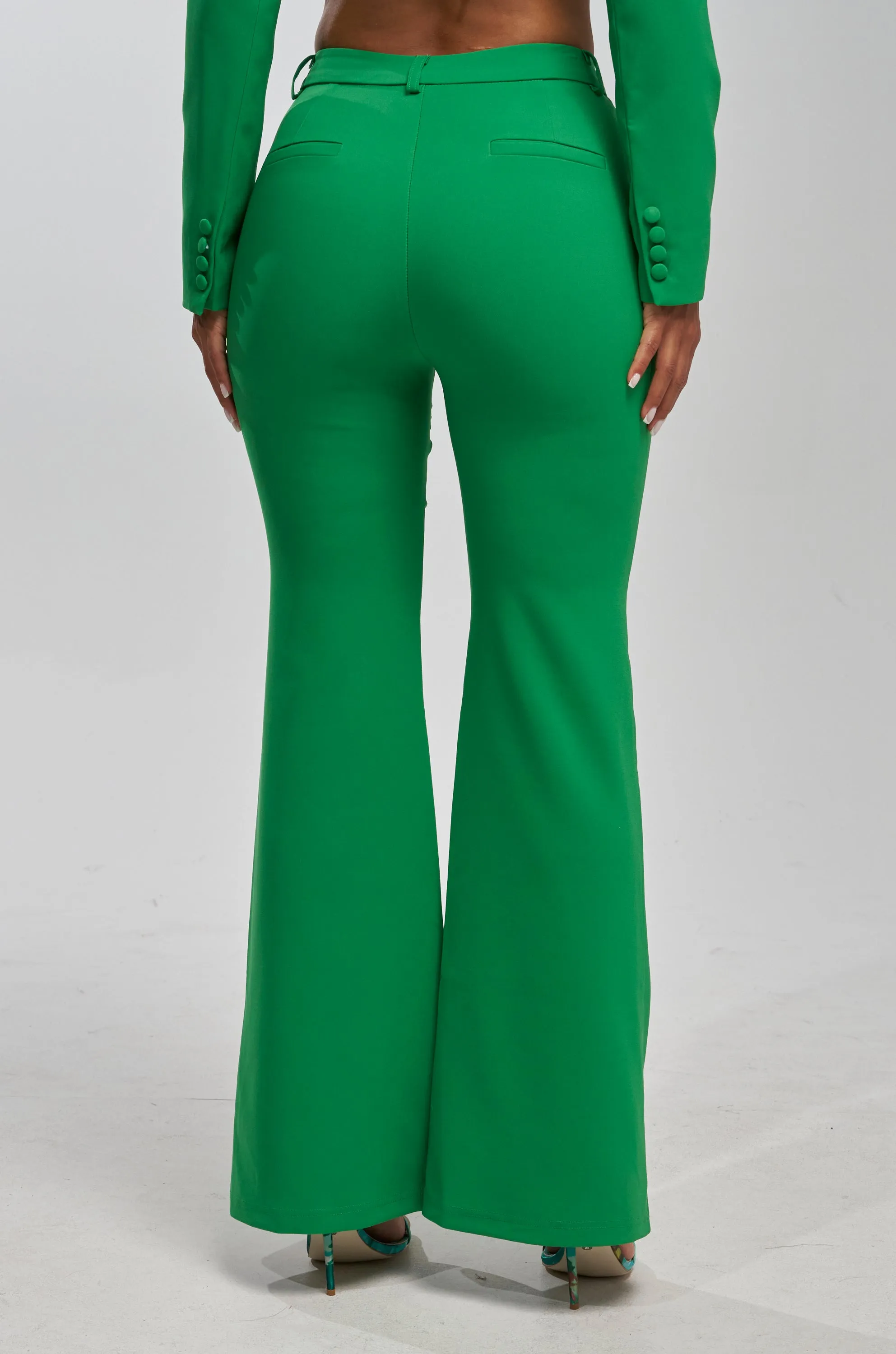 JUST YOUR LUCK FLARE TROUSER IN GREEN sold by AKIRA product image thumbnail 3