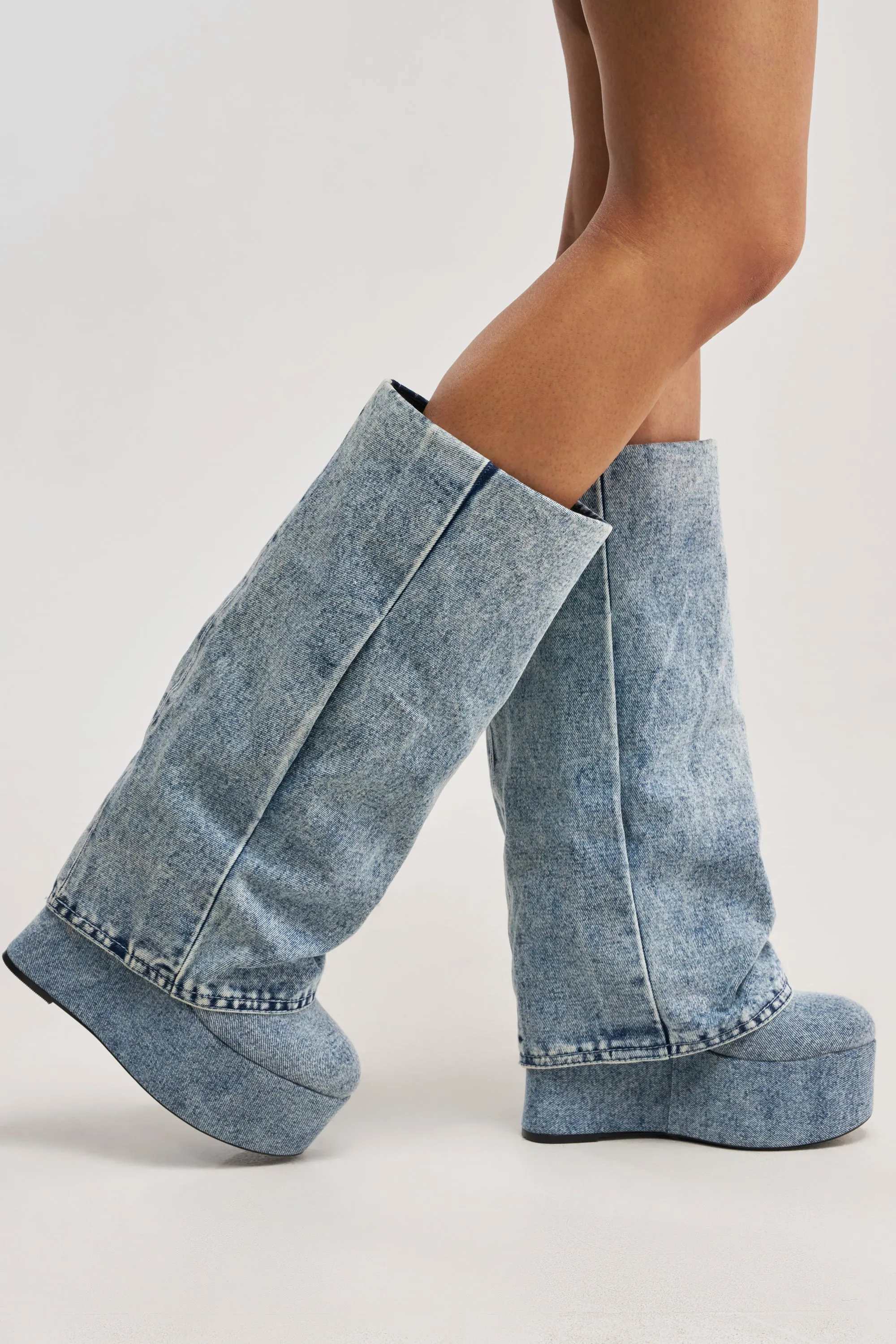 AZALEA WANG FRANKEYE DENIM FLATFORM BOOT sold by AKIRA product image thumbnail 3