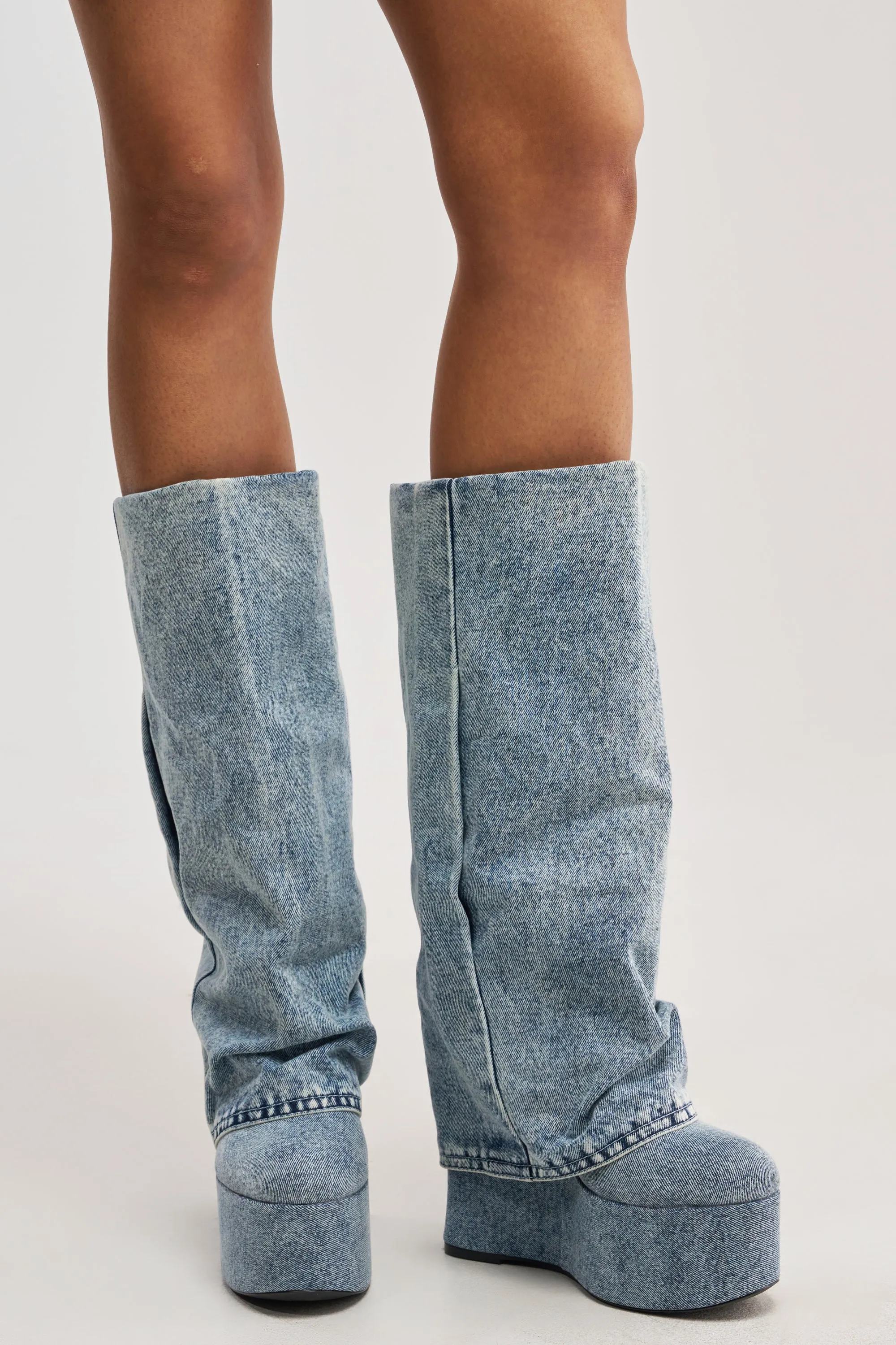 AZALEA WANG FRANKEYE DENIM FLATFORM BOOT sold by AKIRA product image thumbnail 2