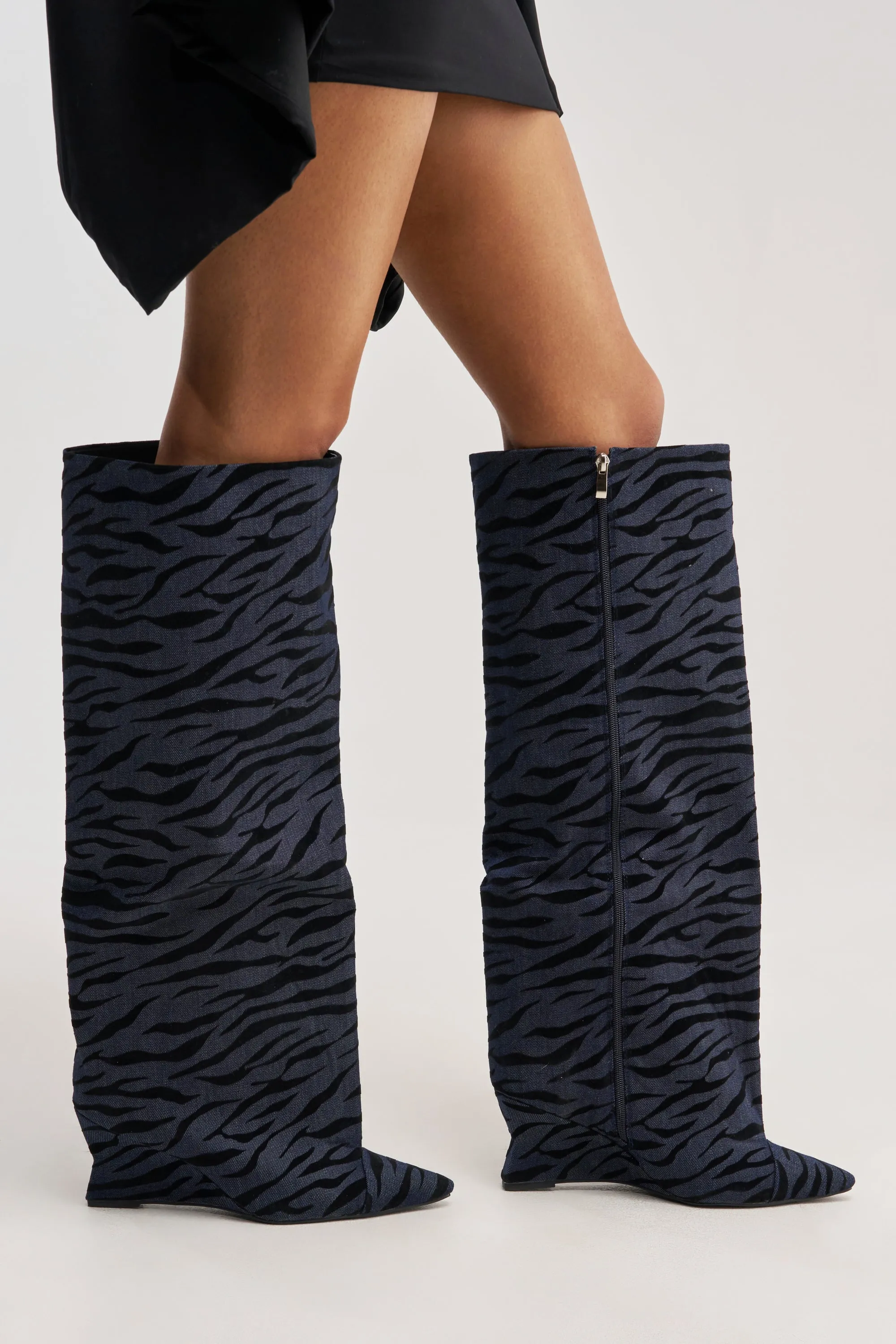 AZALEA WANG KENYA DENIM TIGER WEDGE BOOT sold by AKIRA product image thumbnail 2