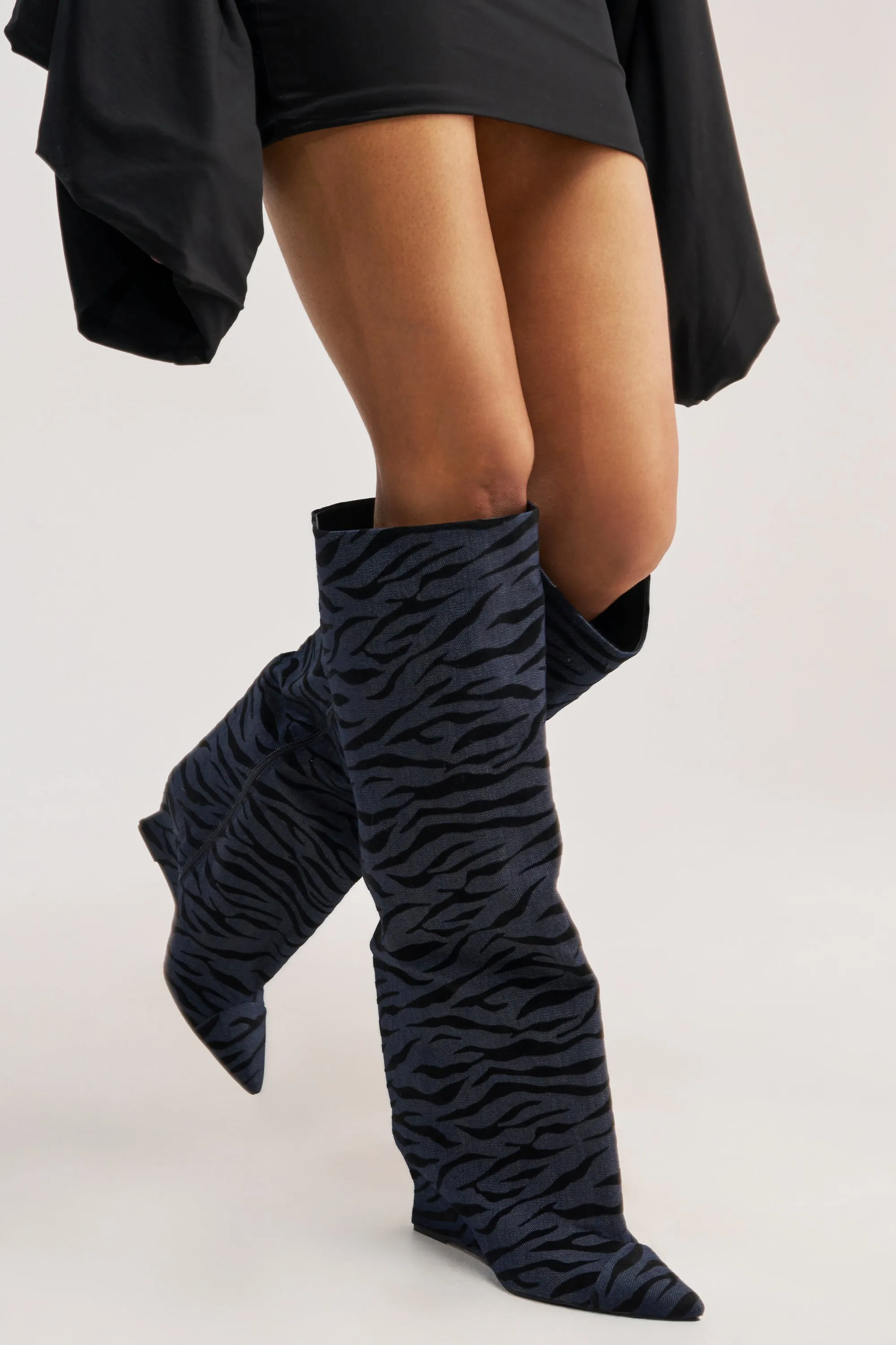 AZALEA WANG KENYA DENIM TIGER WEDGE BOOT sold by AKIRA product image thumbnail 3