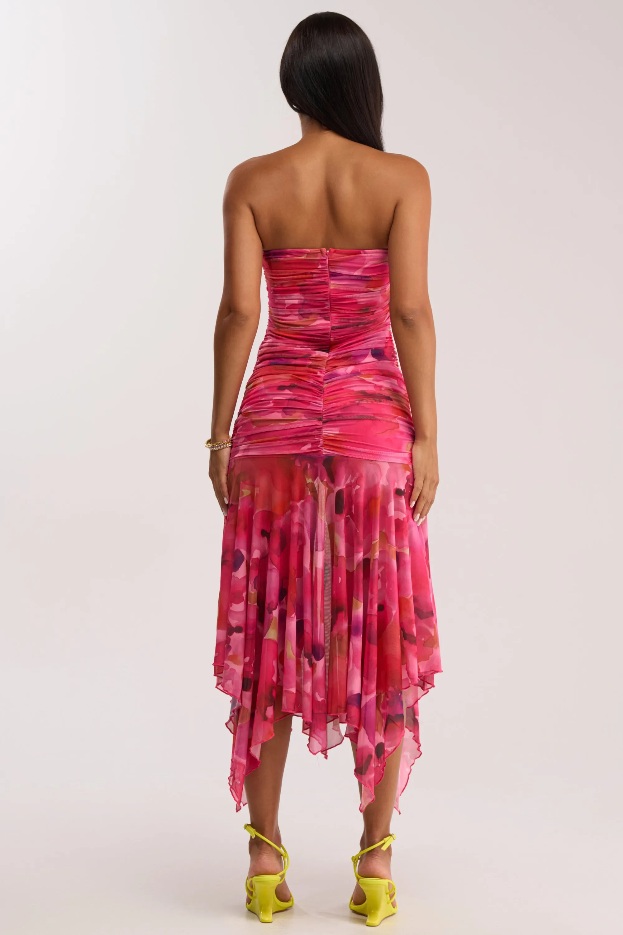 BRUNCH DATE MESH MIDI DRESS IN PINK MULTI sold by AKIRA product image thumbnail 4
