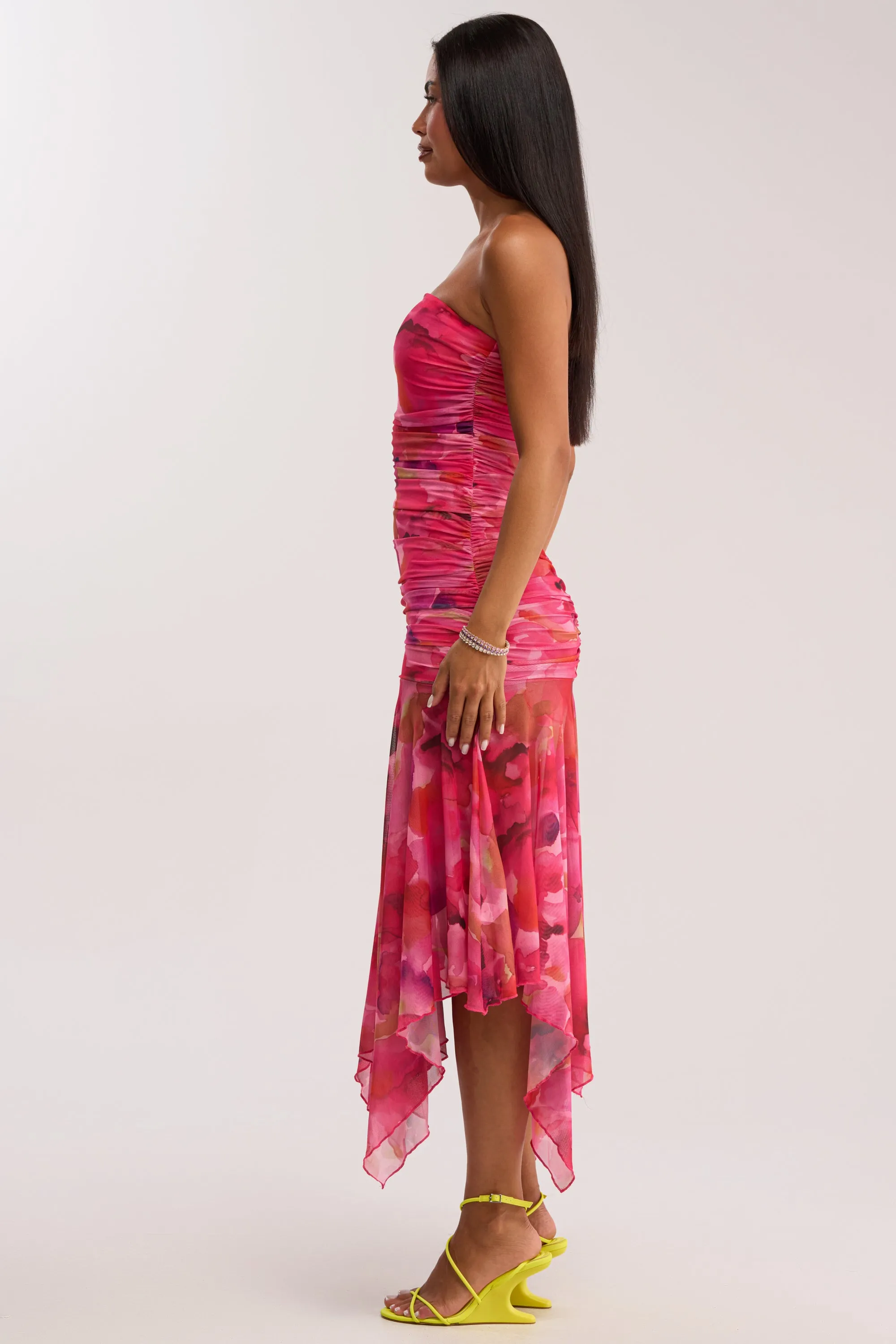 BRUNCH DATE MESH MIDI DRESS IN PINK MULTI sold by AKIRA product image thumbnail 3