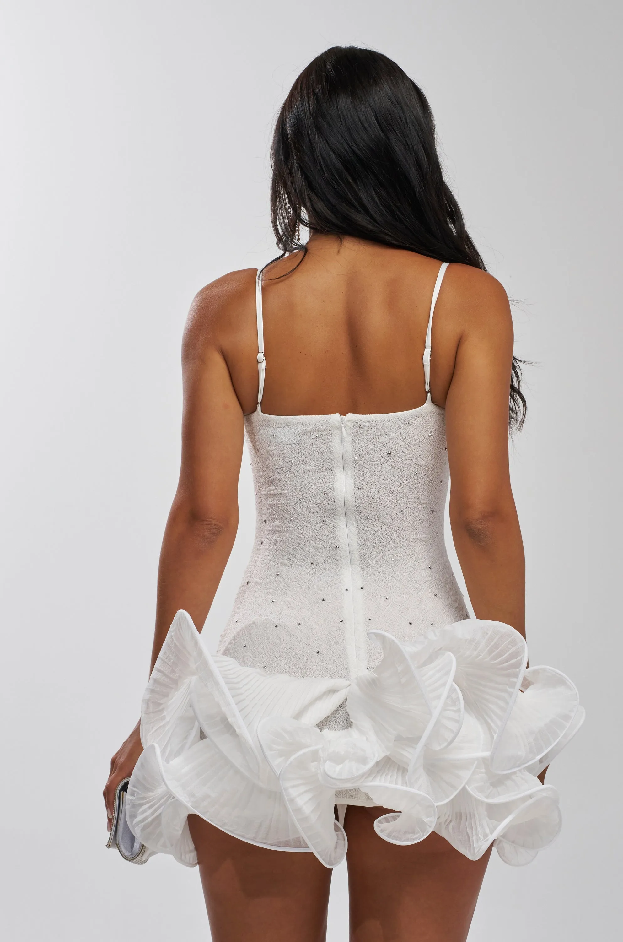 LATE NIGHT ENERGY RHINESTONE MINI DRESS IN WHITE sold by AKIRA product image thumbnail 5