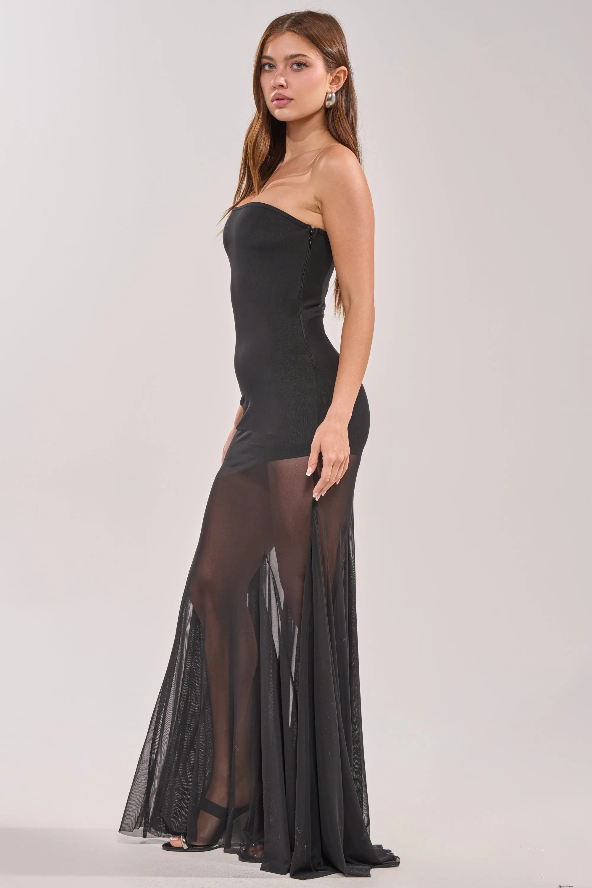 NO APOLOGIES STRAPLESS BANDAGE MAXI IN BLACK sold by AKIRA product image thumbnail 3