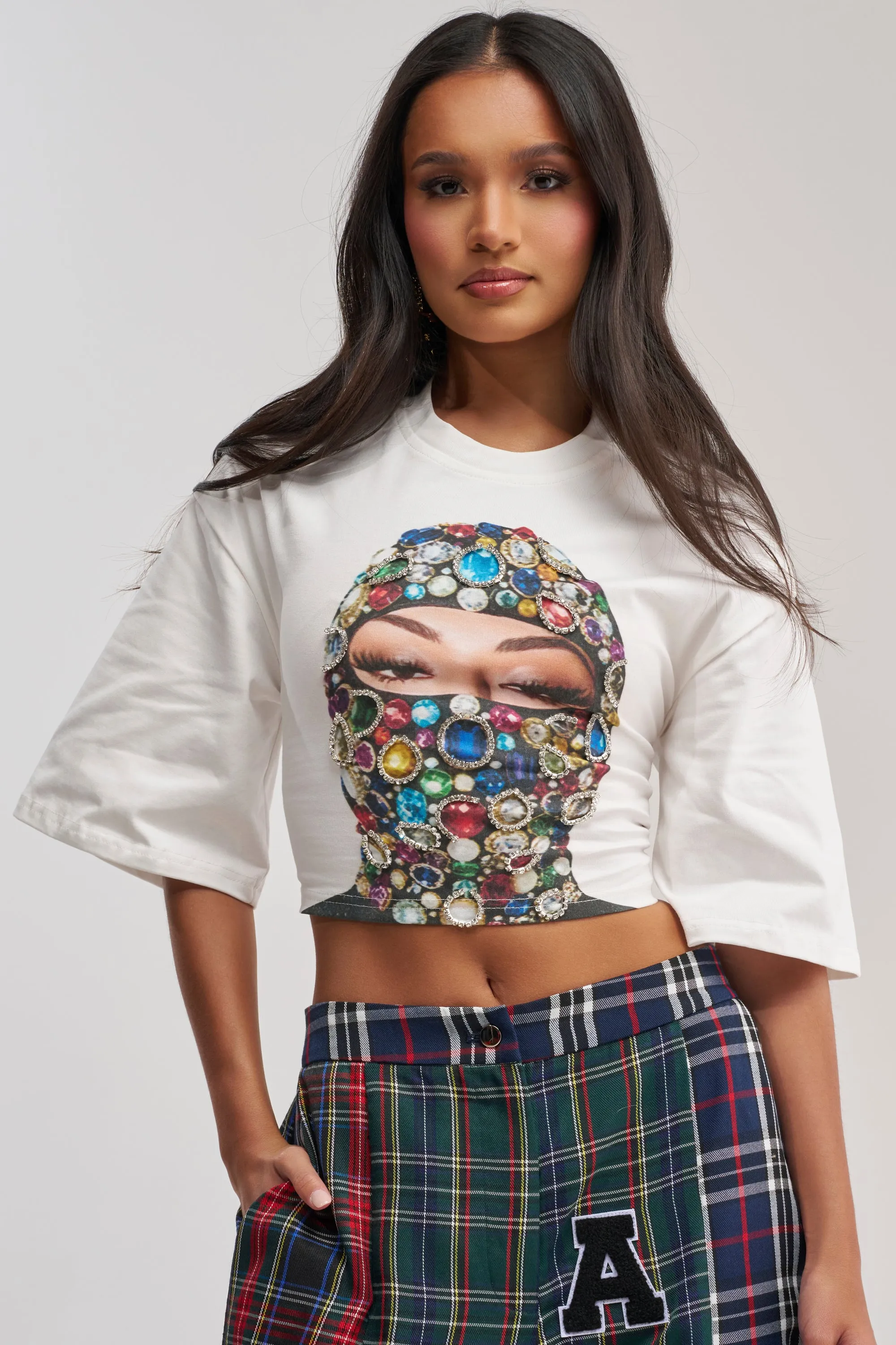 FACE CARD GRAPHIC CROPPED TEE sold by AKIRA product image thumbnail 3