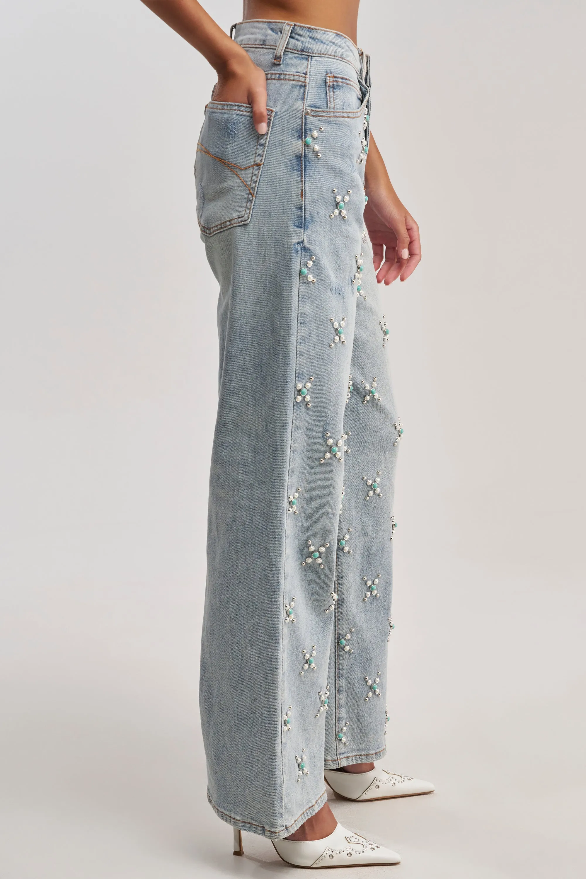 TRYING SOMETHING OUT STUDDED DENIM sold by AKIRA product image thumbnail 3