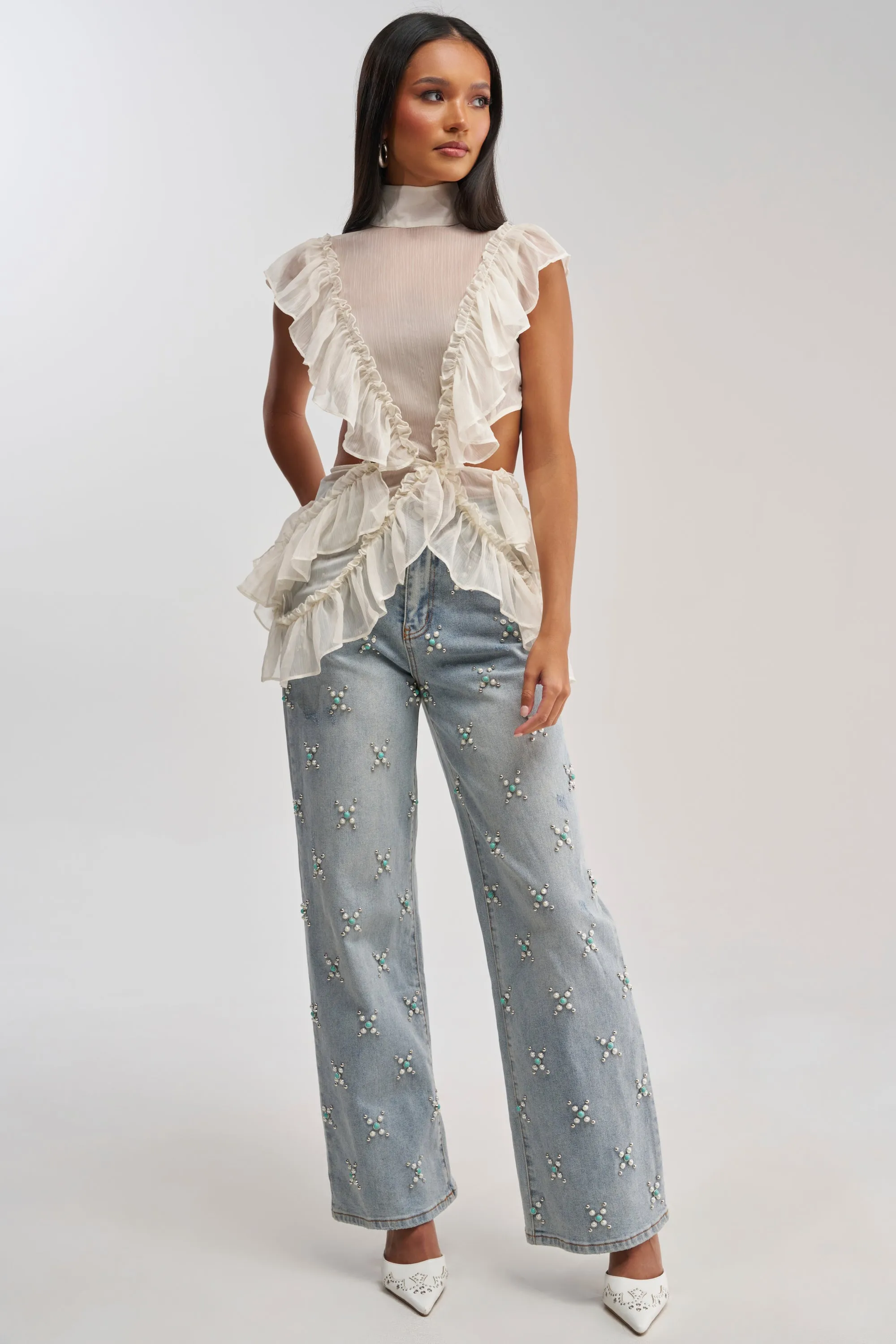 TRYING SOMETHING OUT STUDDED DENIM sold by AKIRA product image thumbnail 5