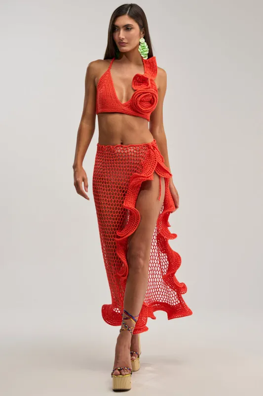 BEACH BABE CROCHET MAXI SKIRT made by AKIRA