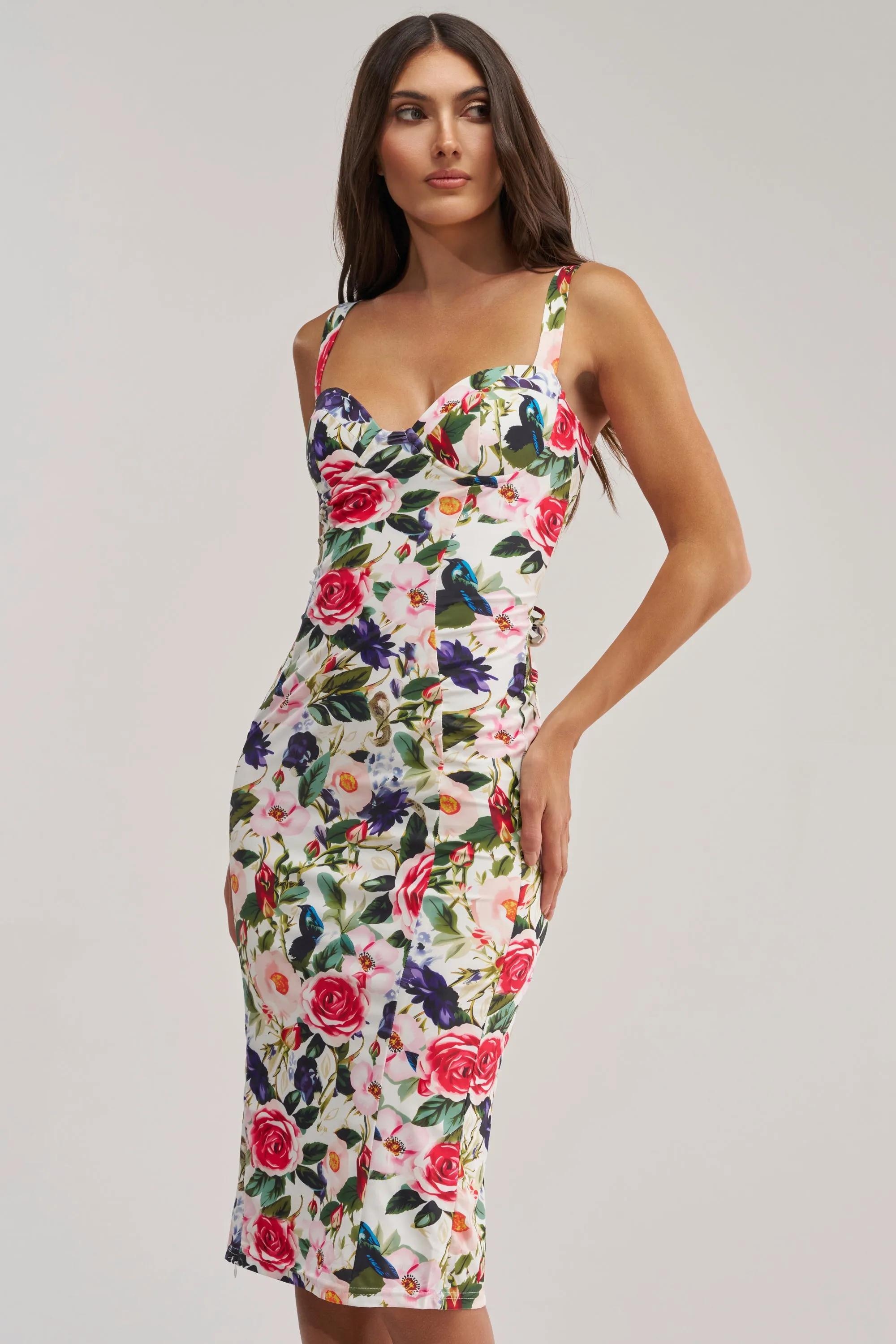 TALK IS CHEAP FLORAL MIDI DRESS sold by AKIRA