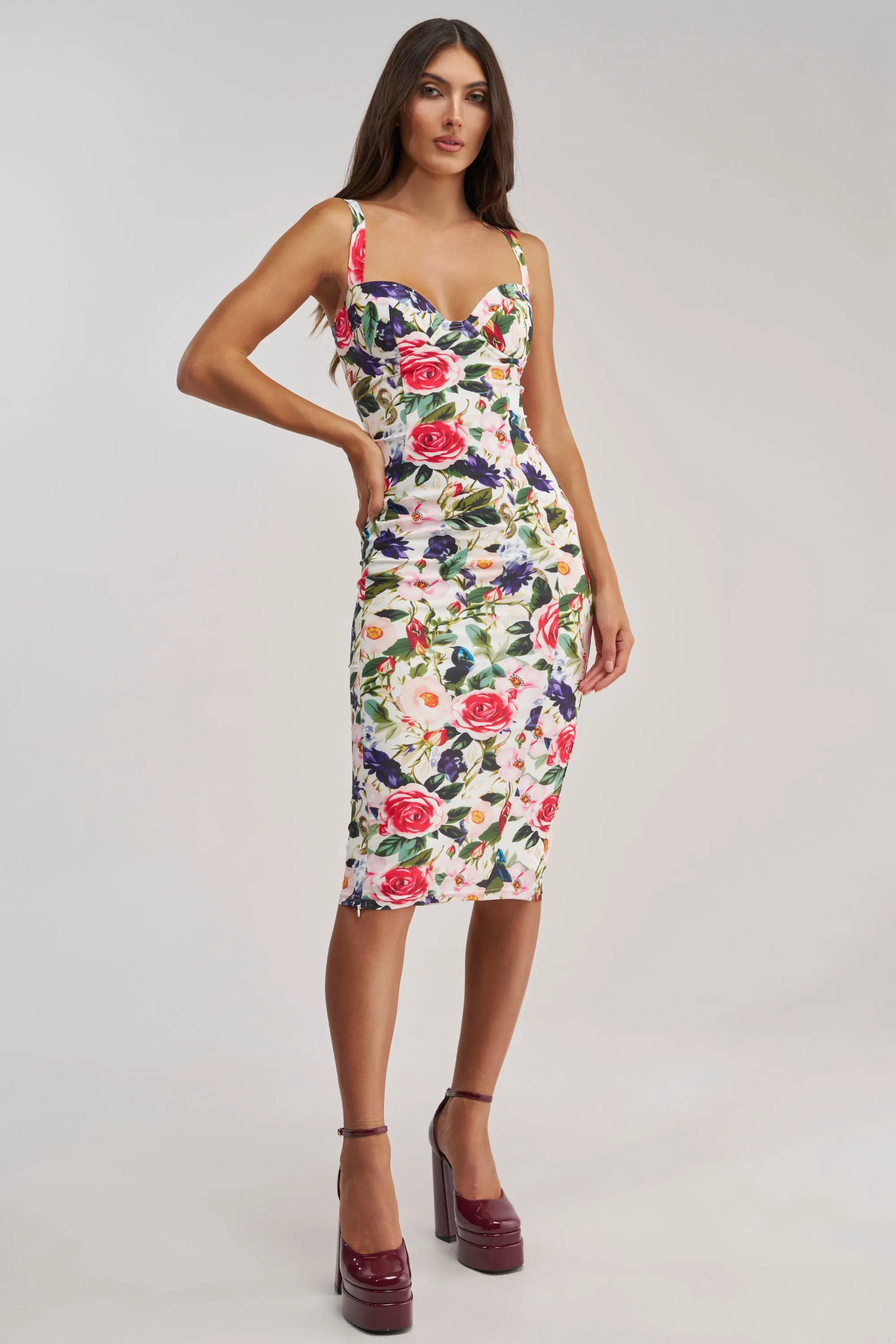 TALK IS CHEAP FLORAL MIDI DRESS sold by AKIRA product image thumbnail 5