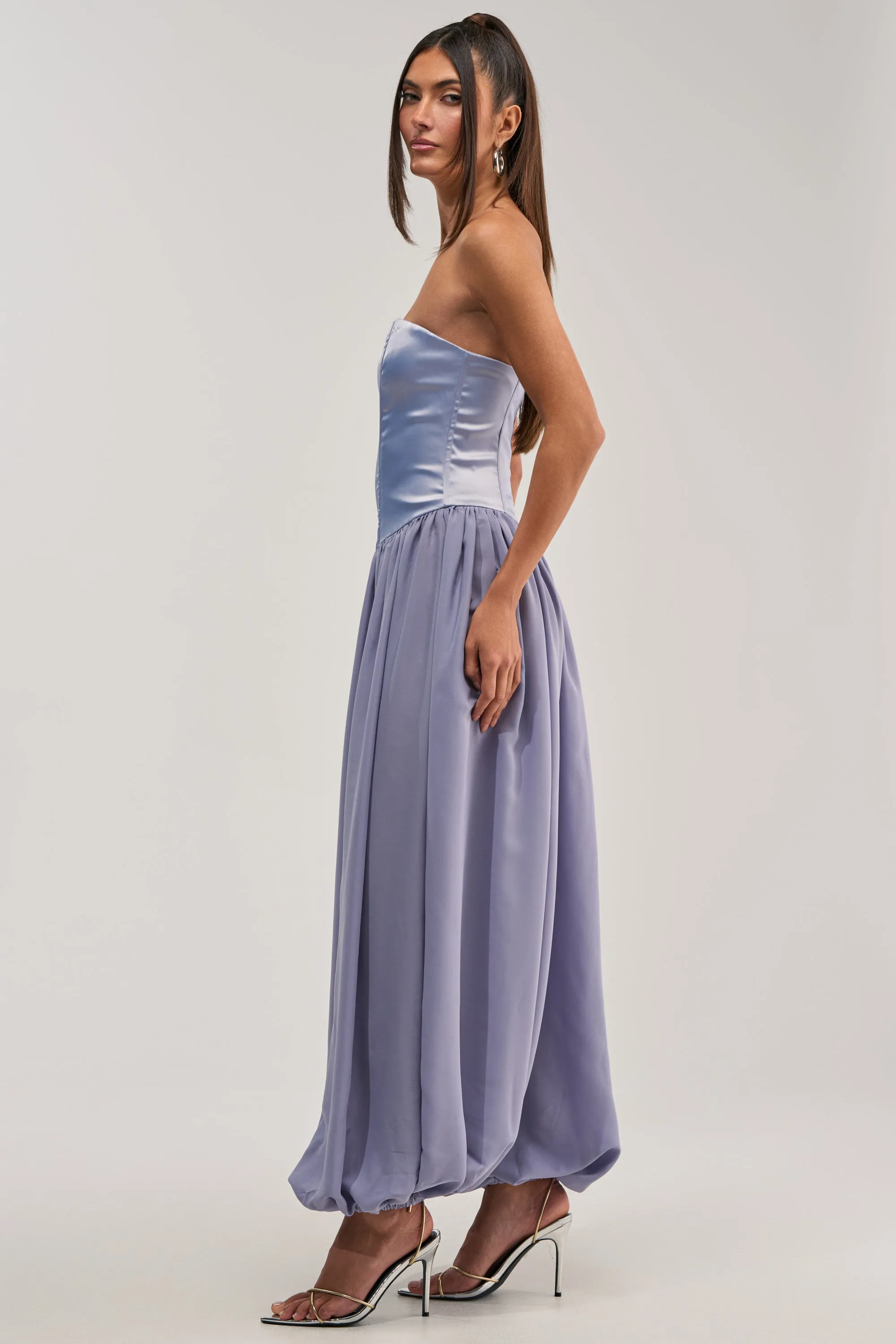 READ MY MIND STRAPLESS JUMPSUIT IN BLUE sold by AKIRA product image thumbnail 4