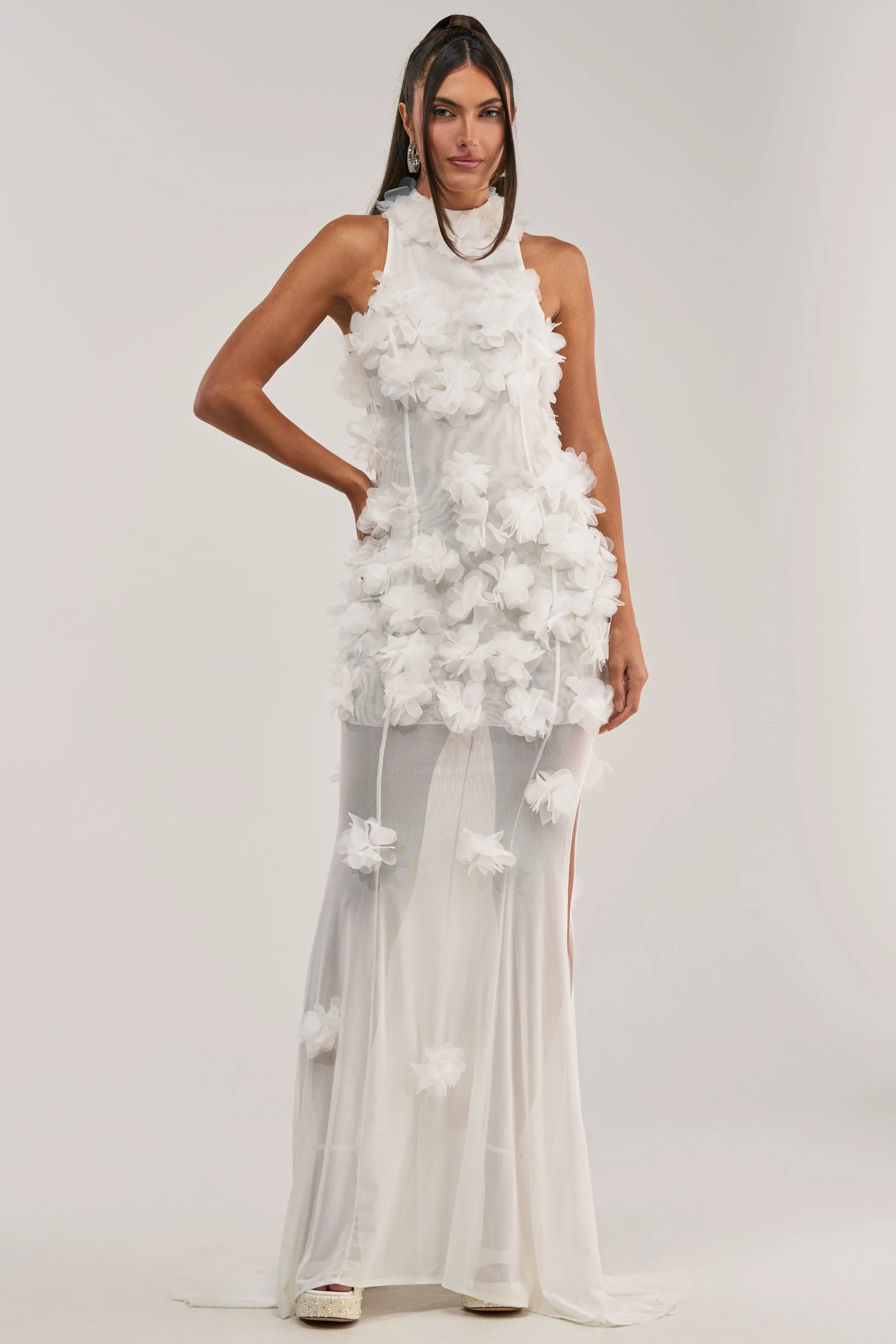 PARTY FAVOR RUFFLE MAXI DRESS IN WHITE sold by AKIRA product image thumbnail 2