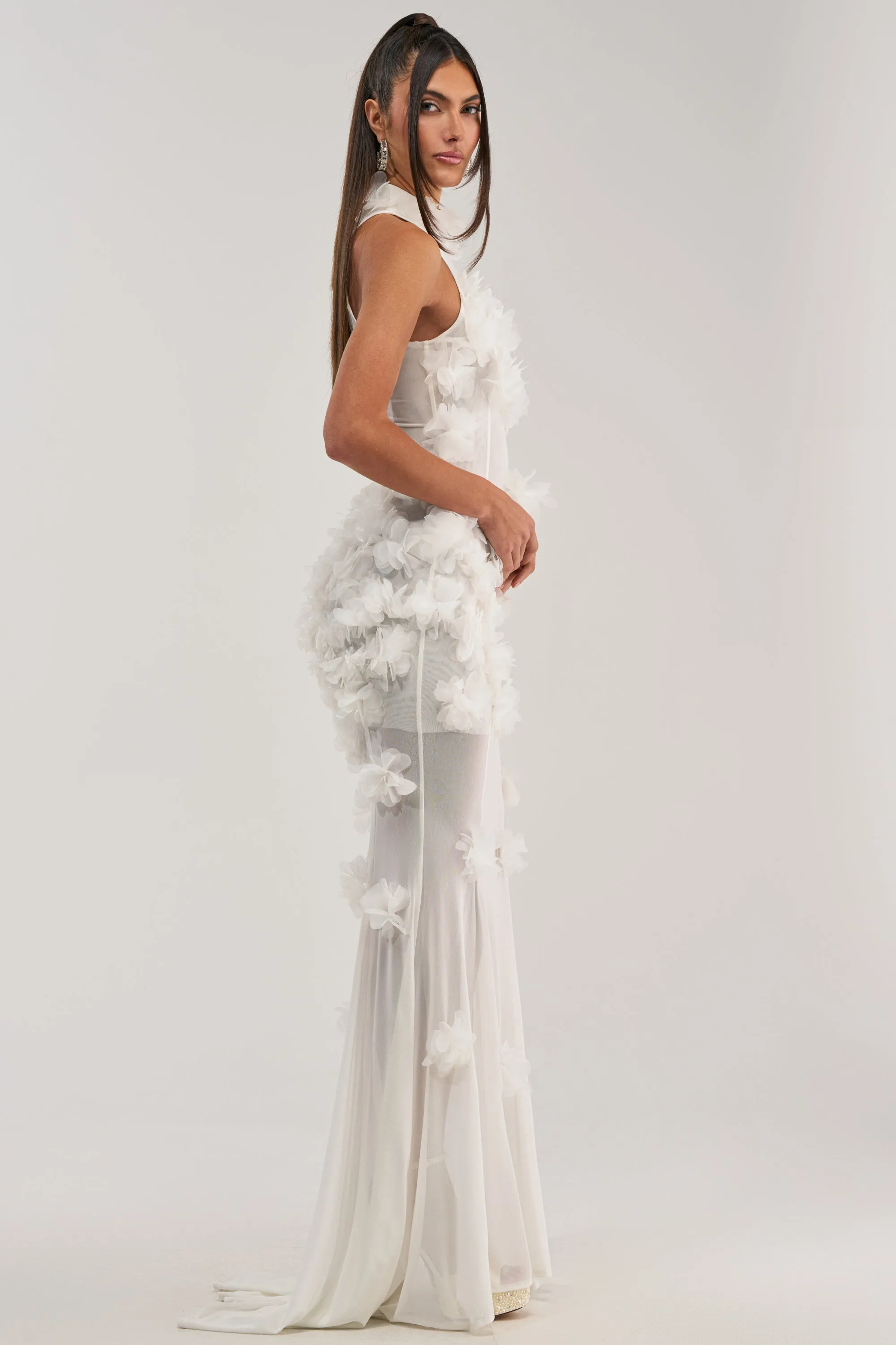 PARTY FAVOR RUFFLE MAXI DRESS IN WHITE sold by AKIRA product image thumbnail 4