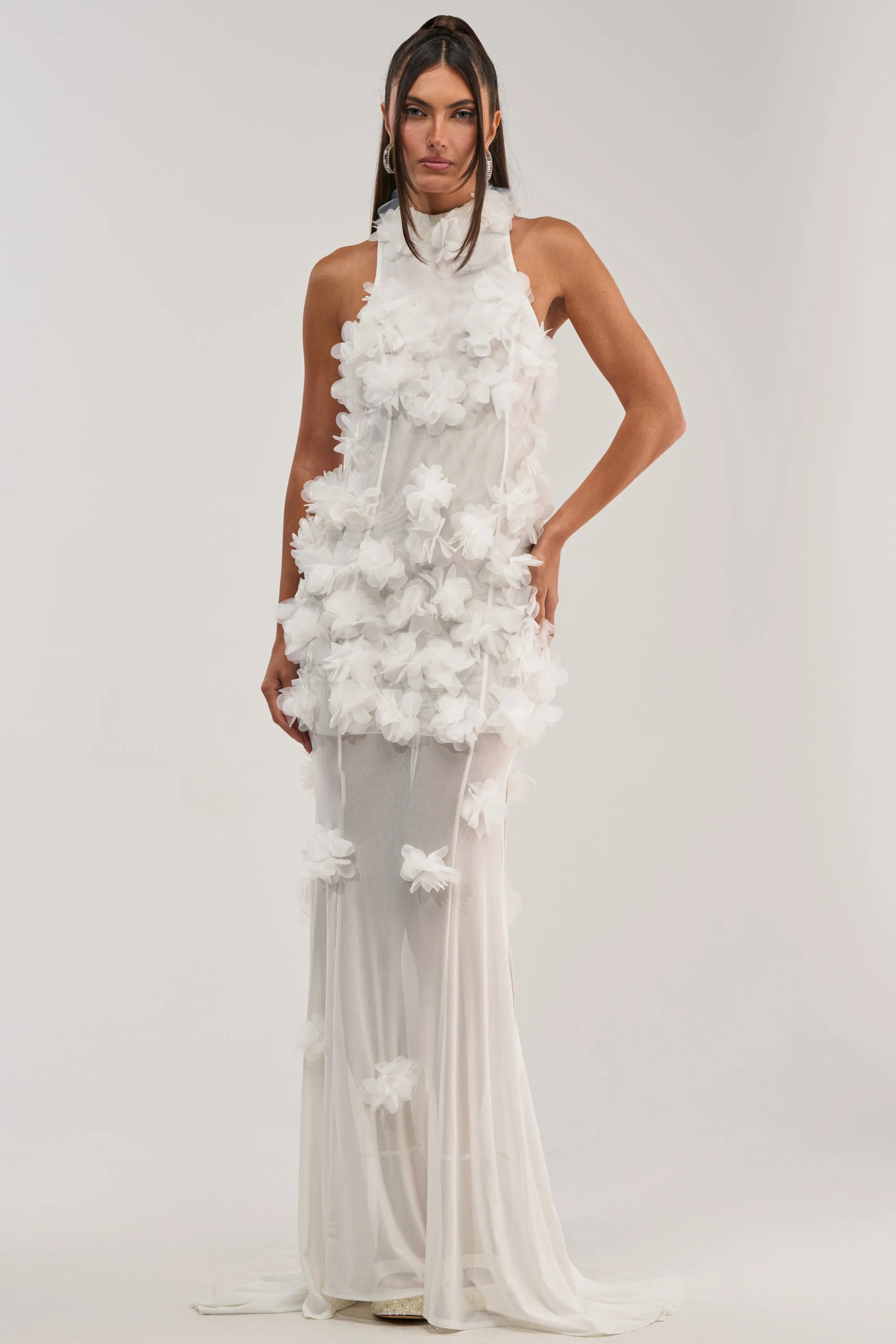 PARTY FAVOR RUFFLE MAXI DRESS IN WHITE sold by AKIRA product image thumbnail 3