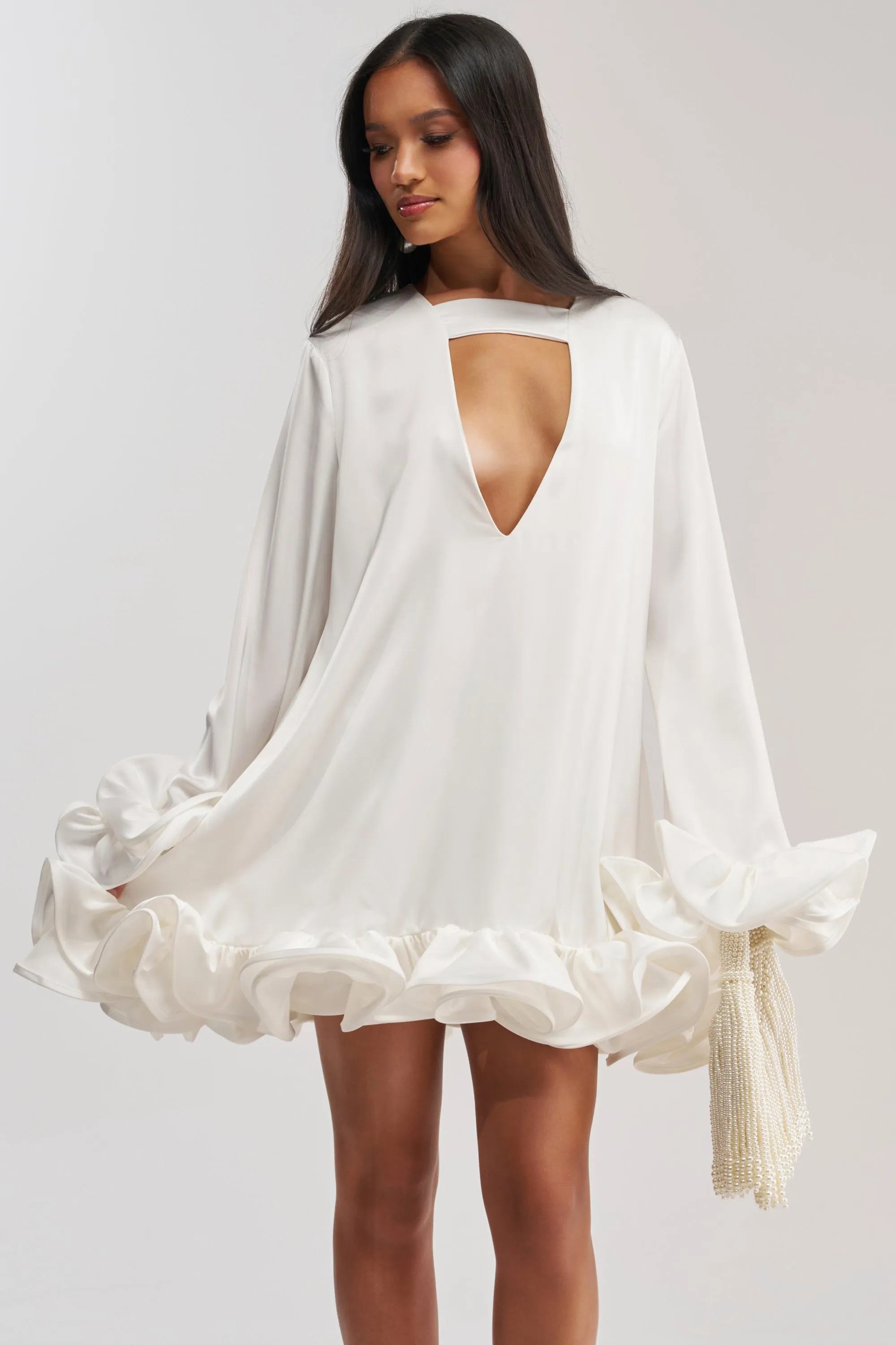 GIRLY GIRL SATIN MINI DRESS IN WHITE sold by AKIRA product image thumbnail 2