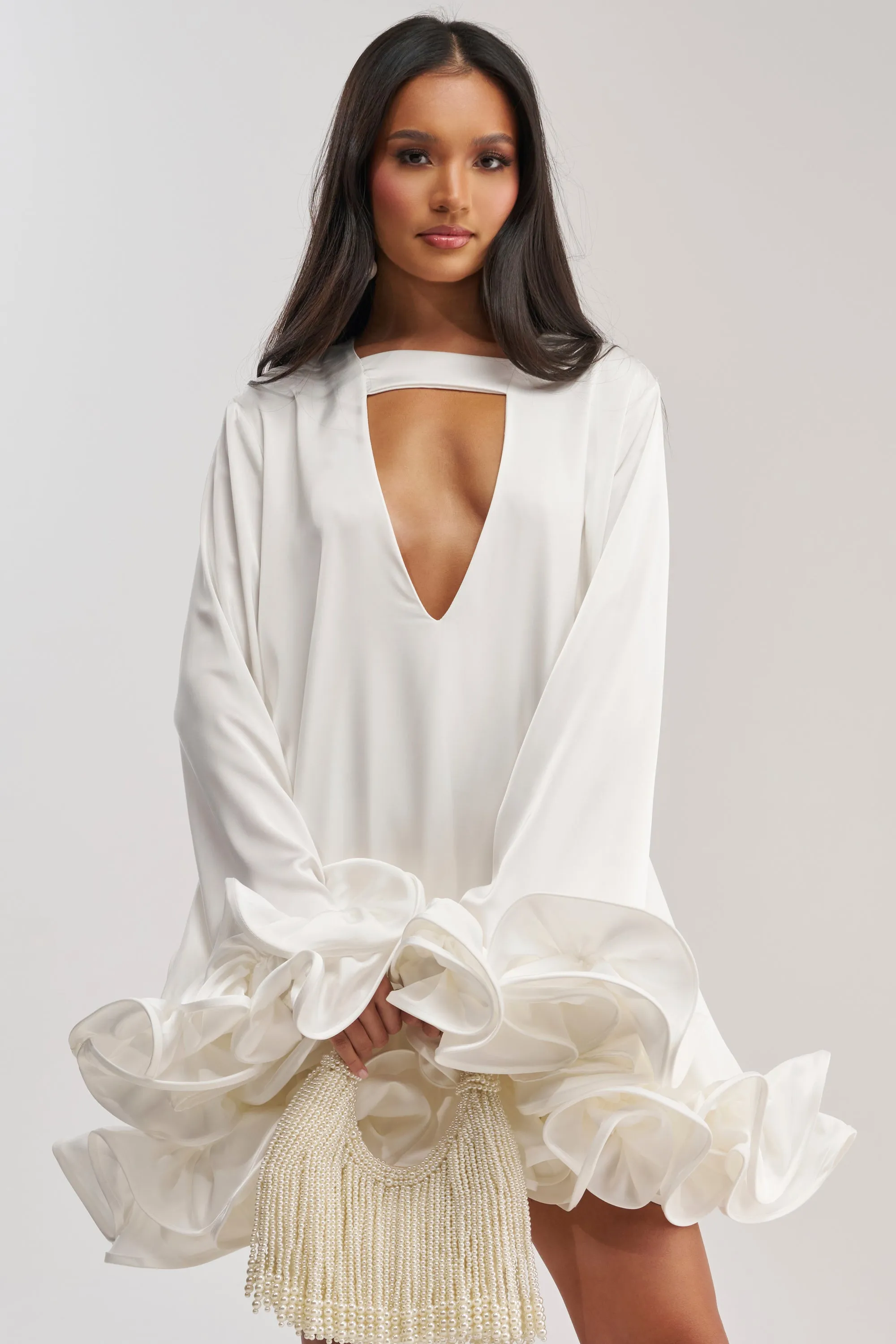 GIRLY GIRL SATIN MINI DRESS IN WHITE sold by AKIRA product image thumbnail 3