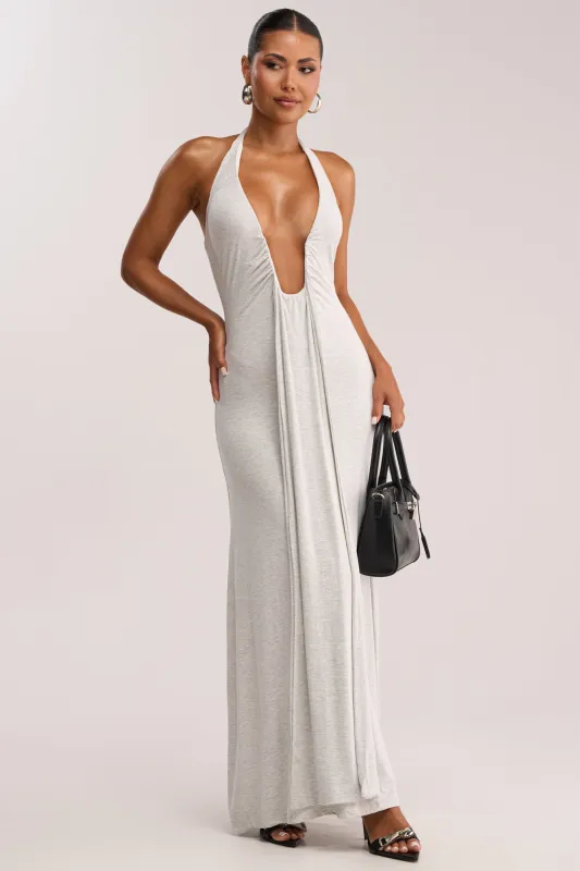 MAKE YOU LOSE YOUR MIND MAXI DRESS IN LIGHT GREY made by AKIRA