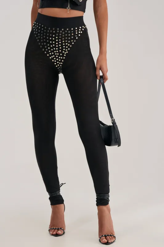 COOLEST GIRL ON THE BLOCK MESH LEGGING WITH STUDS made by AKIRA