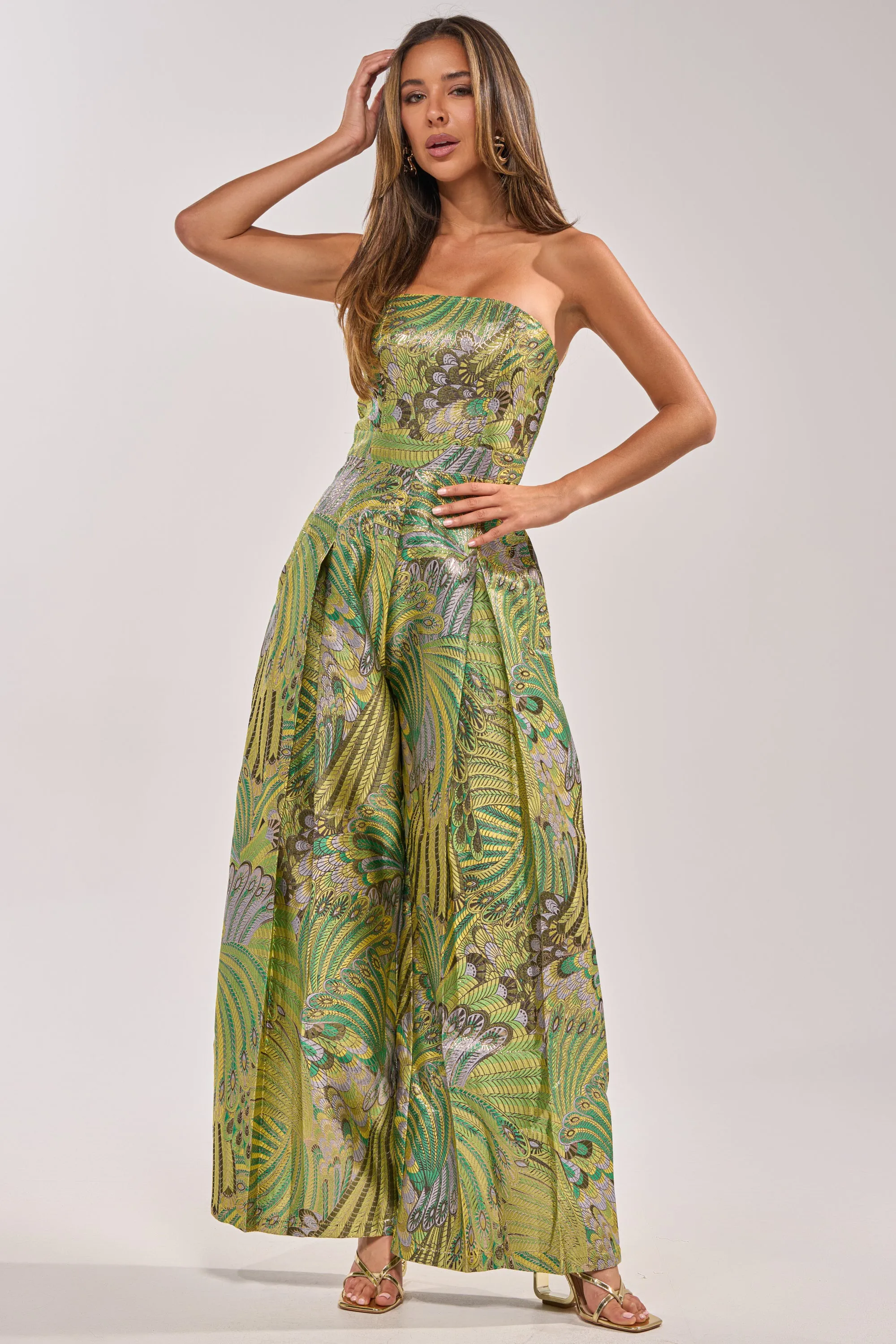 NO ONE LIKE ME PRINTED JUMPSUIT IN GREEN sold by AKIRA product image thumbnail 5