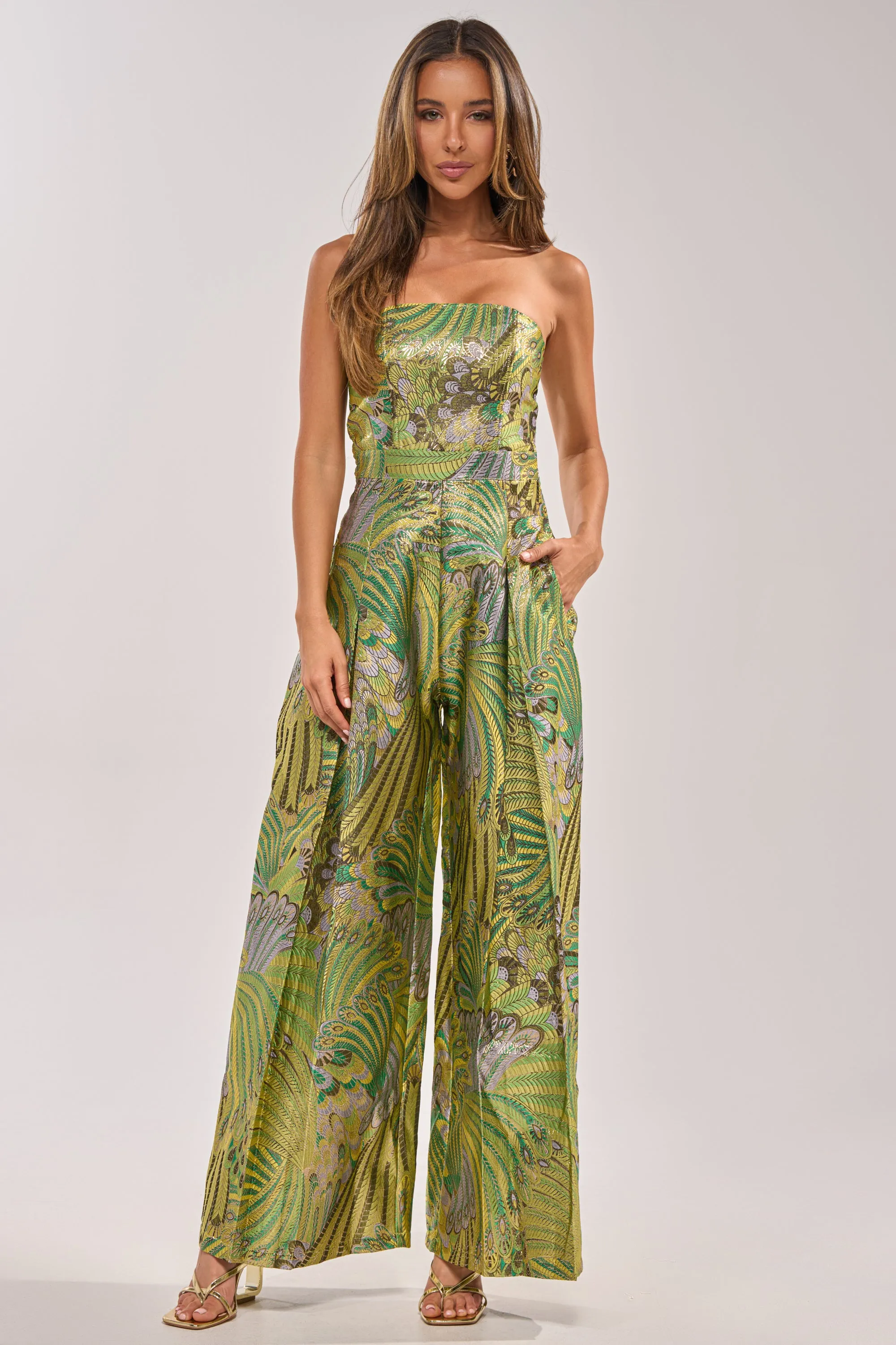 NO ONE LIKE ME PRINTED JUMPSUIT IN GREEN sold by AKIRA product image thumbnail 2