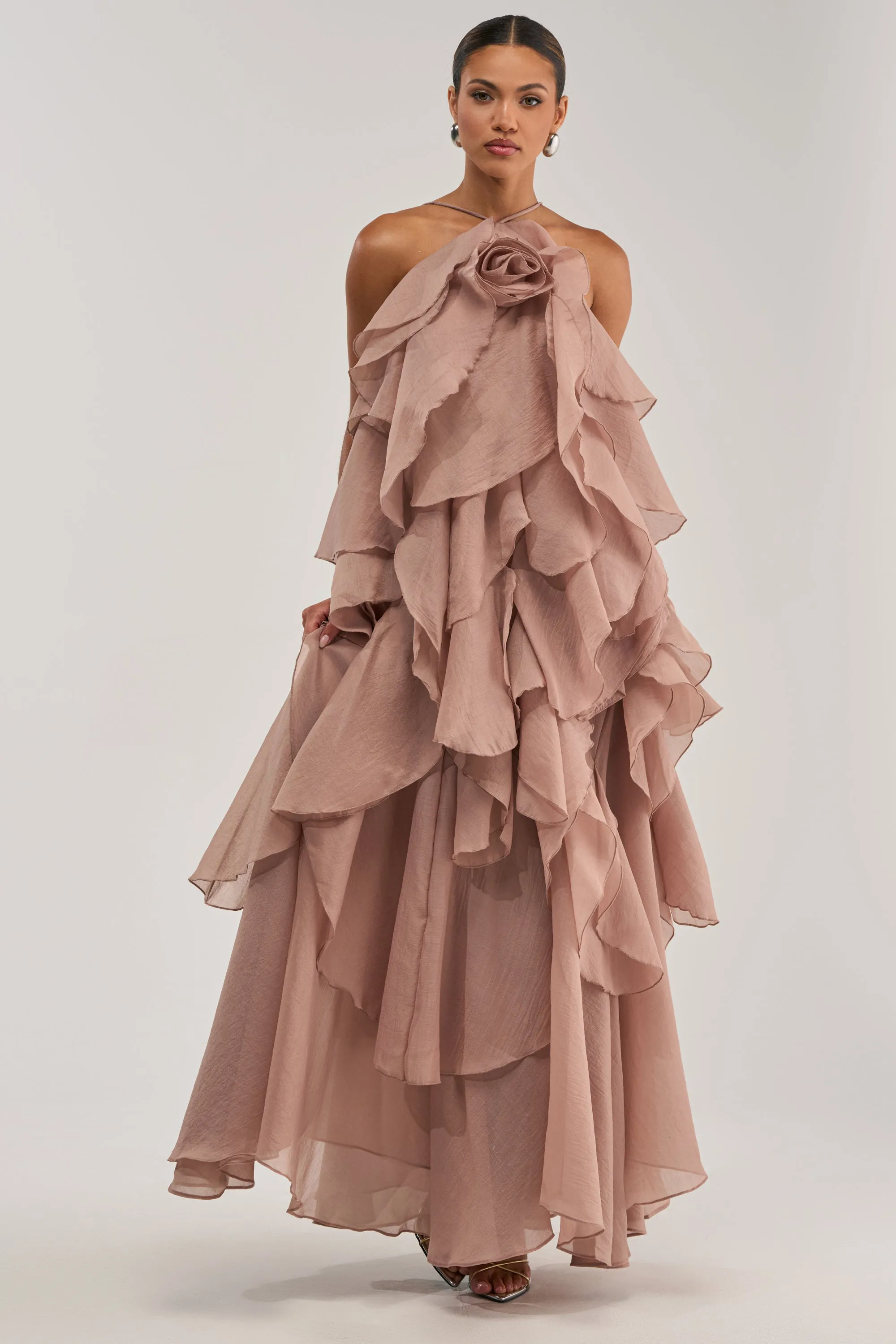 GOLDEN HOUR FLORAL CHIFFON MAXI DRESS IN MAUVE sold by AKIRA product image thumbnail 2