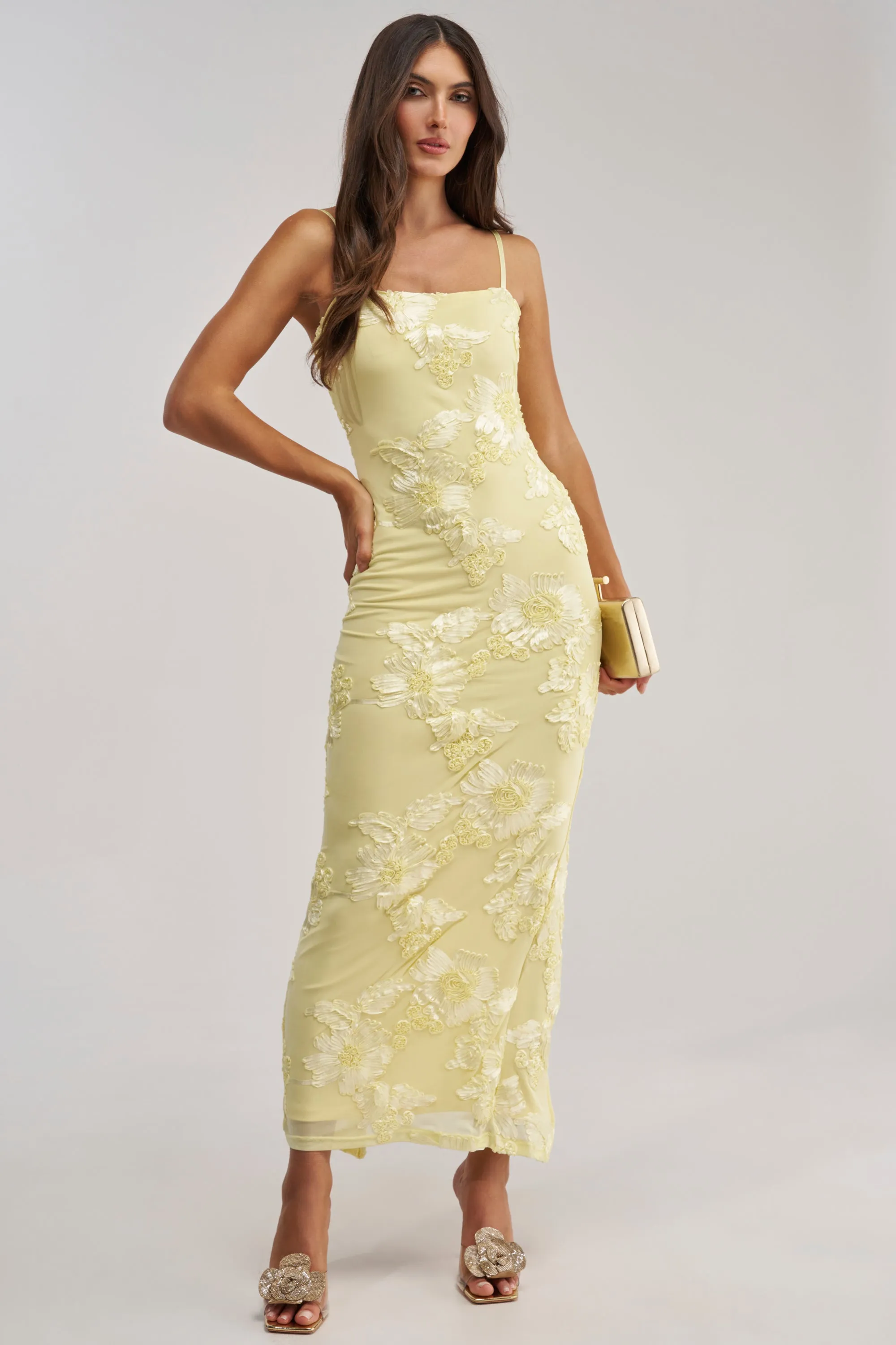 TRY TO KEEP UP FLORAL MIDI DRESS IN YELLOW sold by AKIRA product image thumbnail 2
