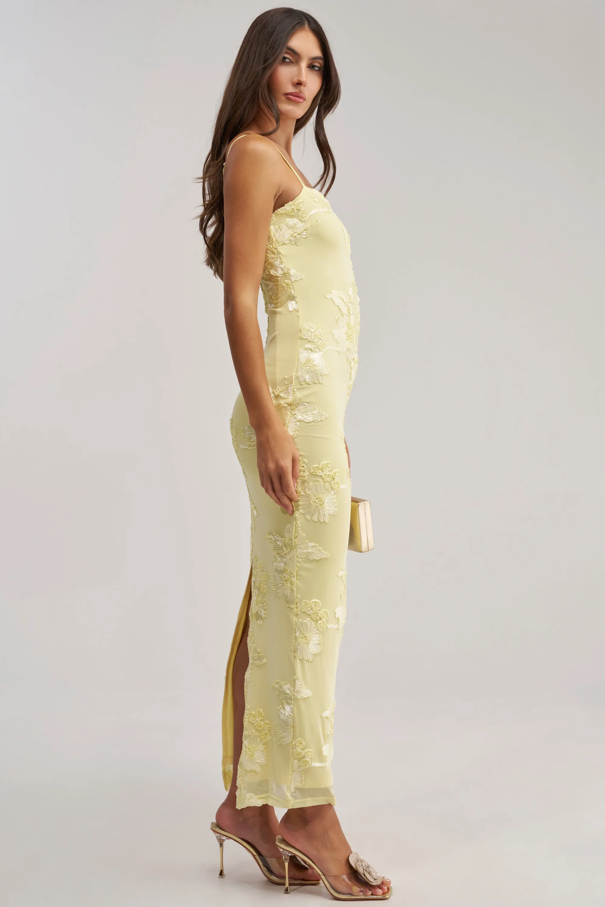 TRY TO KEEP UP FLORAL MIDI DRESS IN YELLOW sold by AKIRA product image thumbnail 4