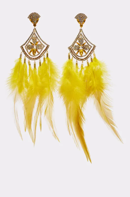 AT CARNIVALE STATEMENT FEATHER EARRING made by AKIRA