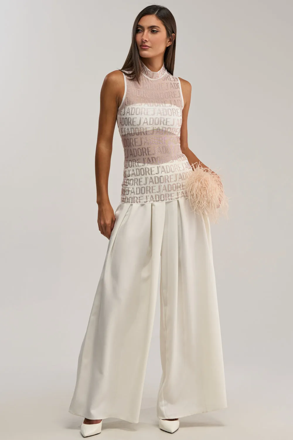 J'ADORE EMBELLISHED MESH TOP IN WHITE sold by AKIRA product image thumbnail 5