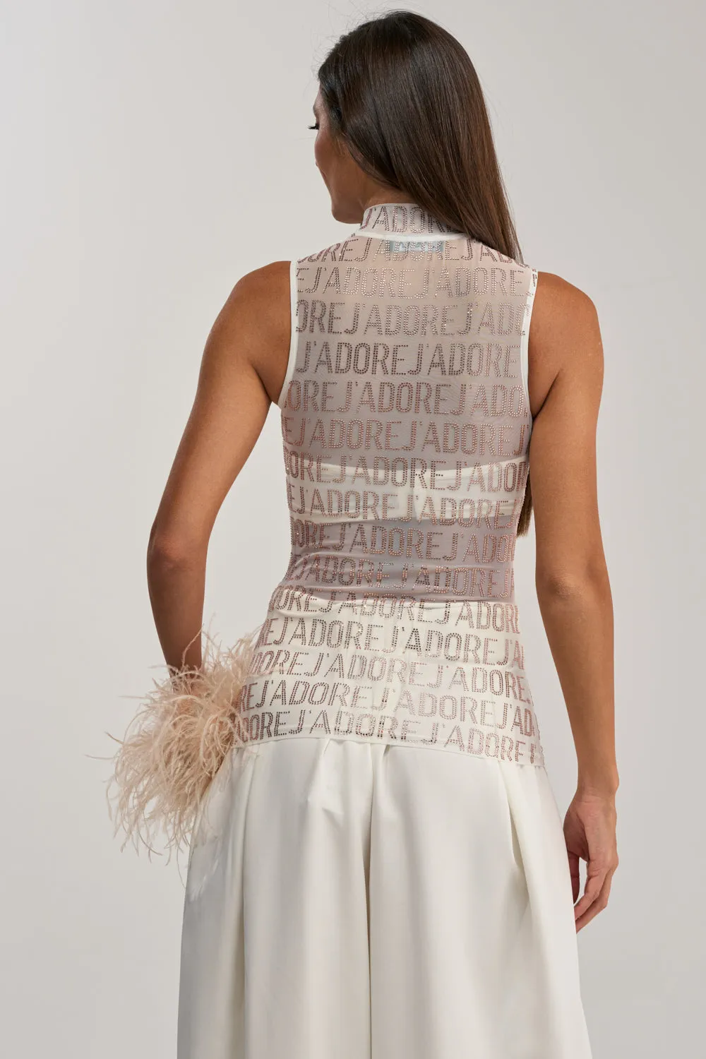 J'ADORE EMBELLISHED MESH TOP IN WHITE sold by AKIRA product image thumbnail 4