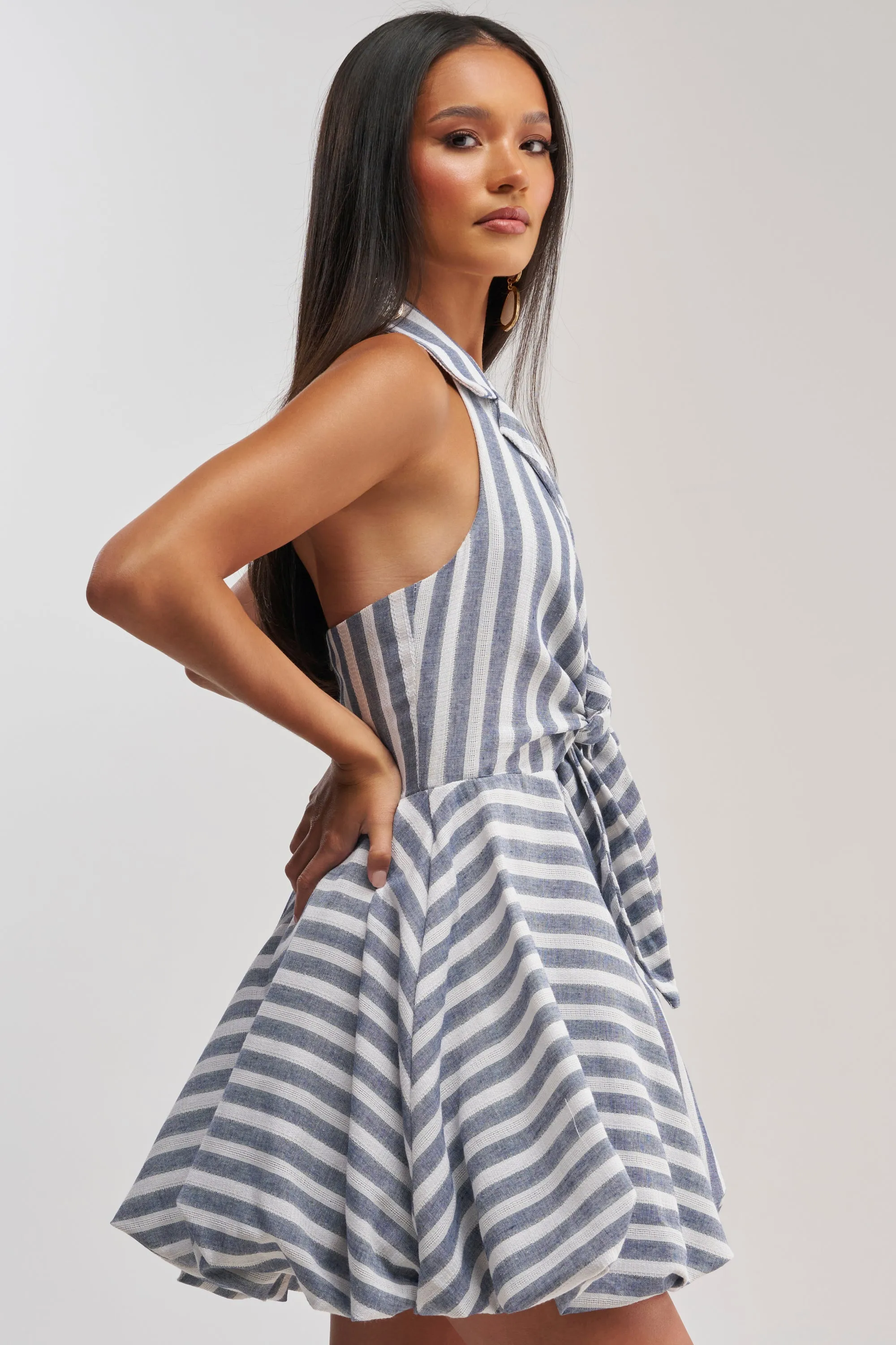 BRUNCH PLANS STRIPED MINI DRESS IN BLUE sold by AKIRA product image thumbnail 3