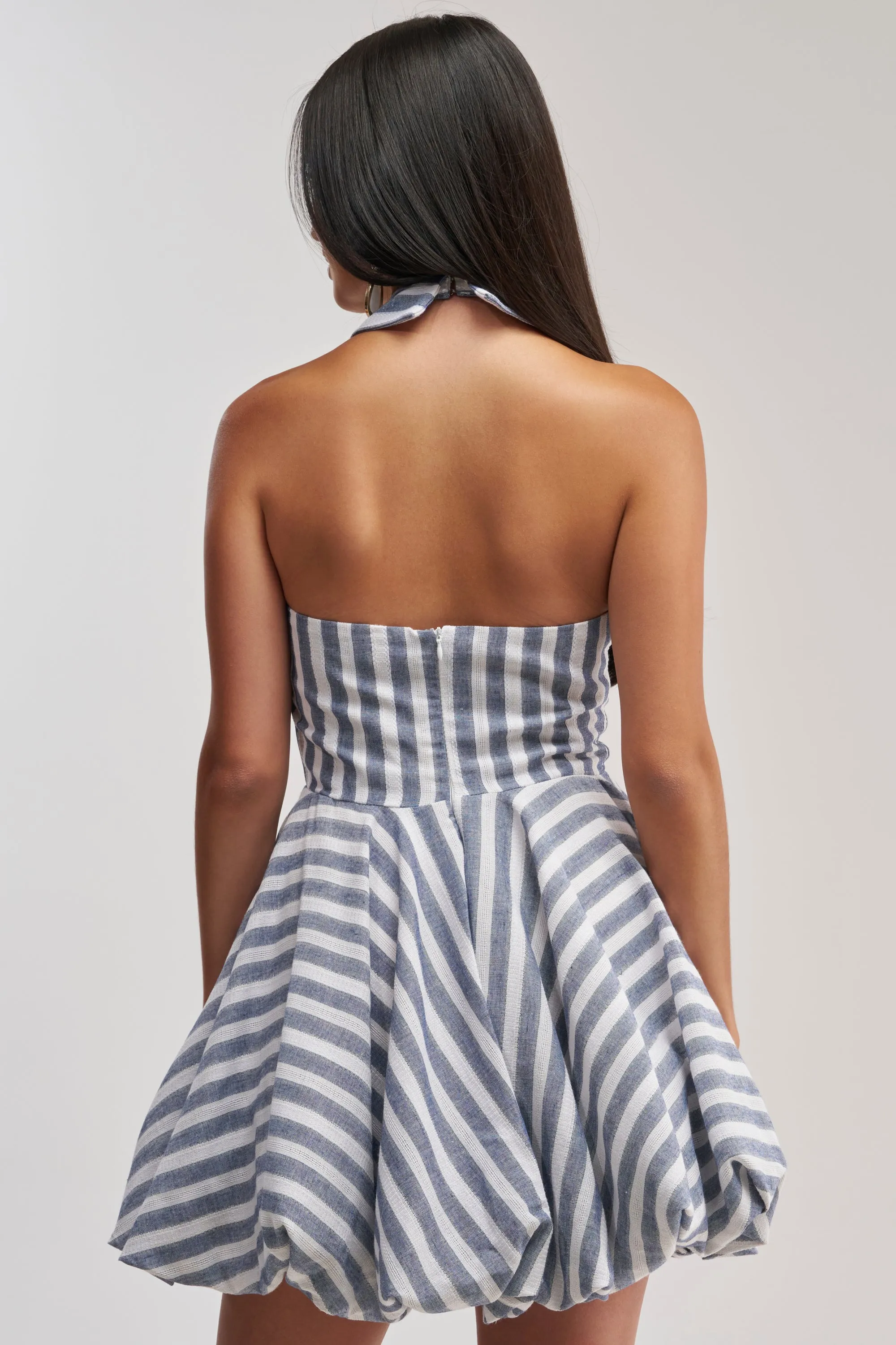 BRUNCH PLANS STRIPED MINI DRESS IN BLUE sold by AKIRA product image thumbnail 4