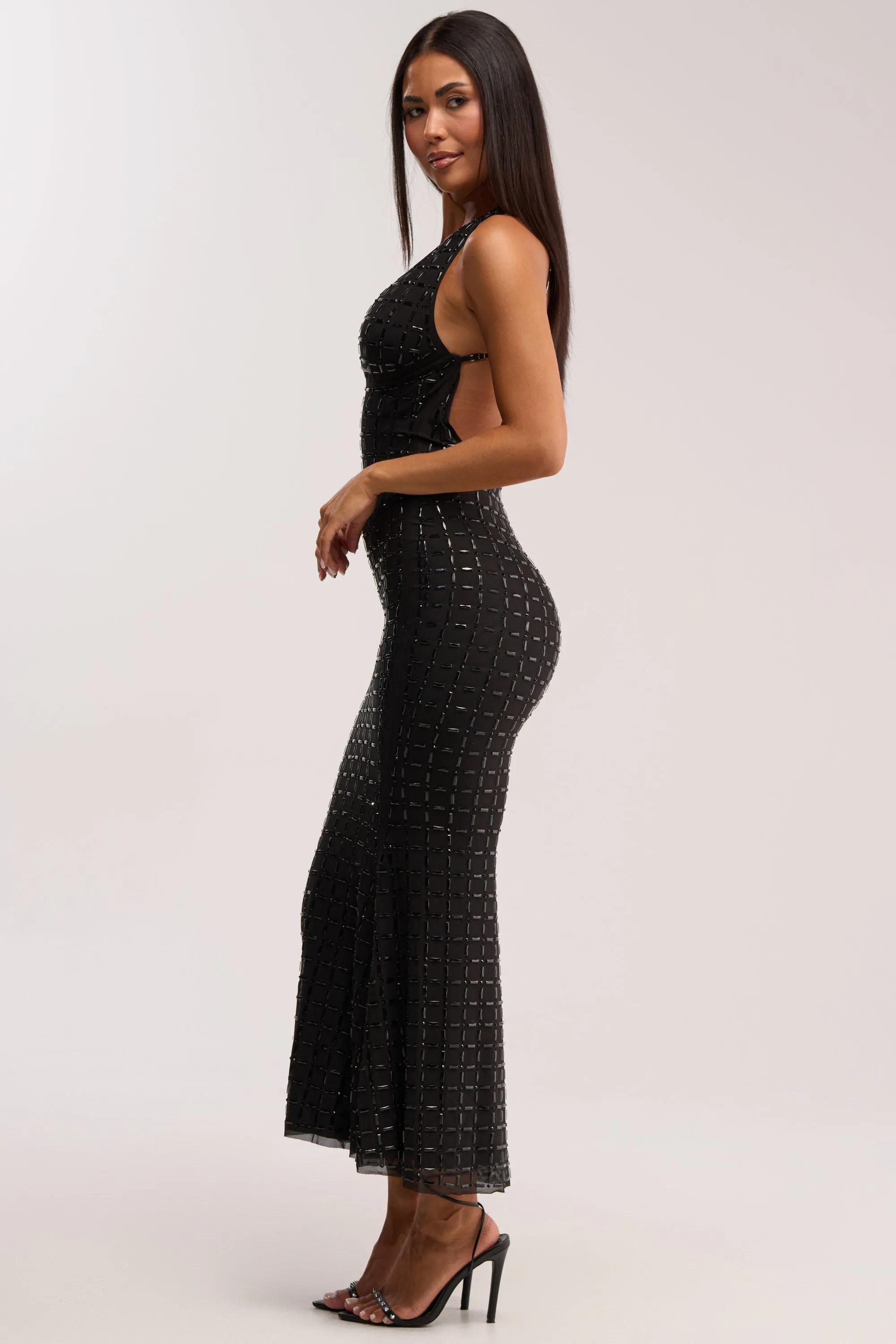 MISTY RHINESTONE MAXI DRESS IN BLACK sold by AKIRA product image thumbnail 3