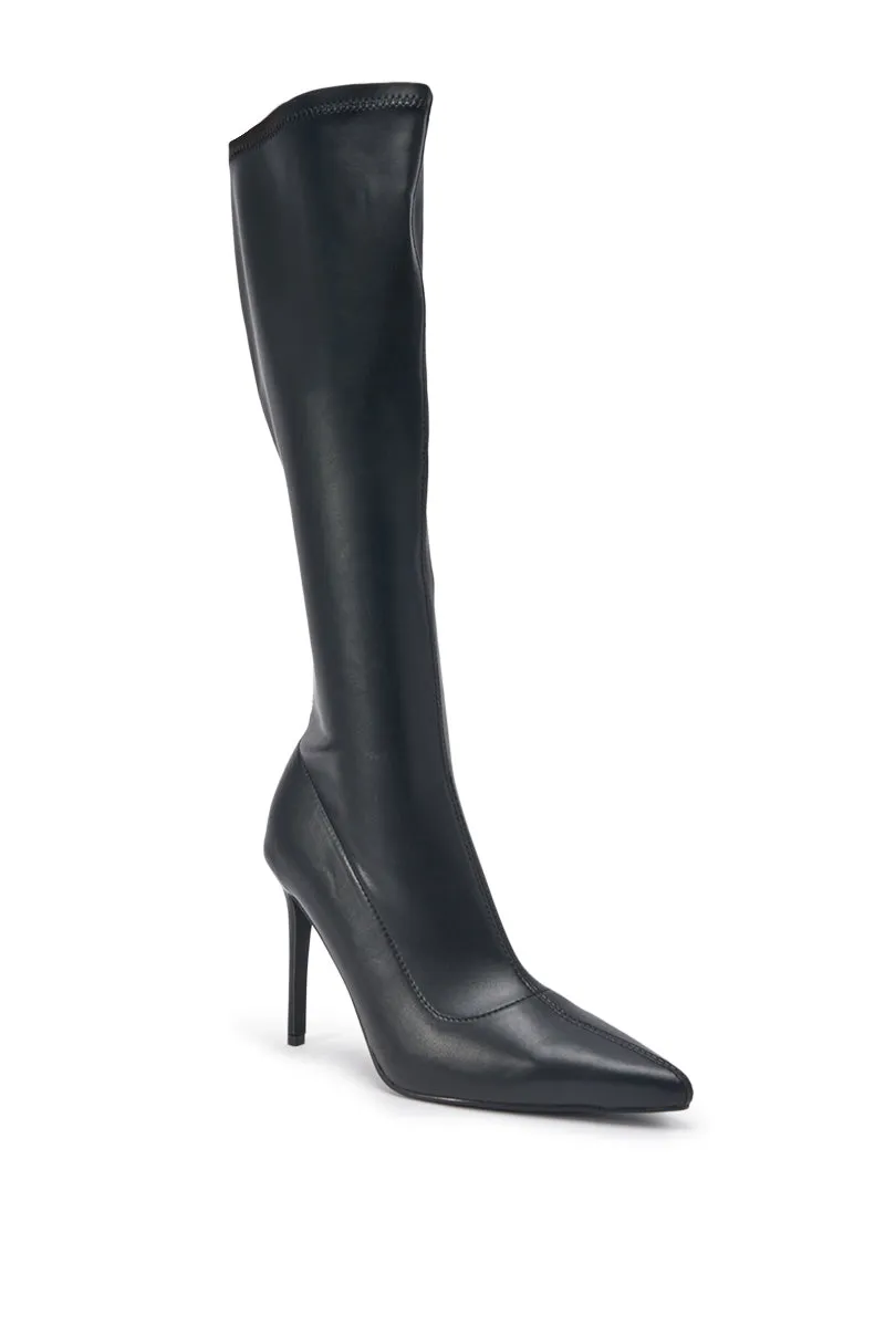 AZALEA WANG CALANA BLACK 4 WAY STRETCH PU STILETTO BOOT sold by AKIRA product image thumbnail 5