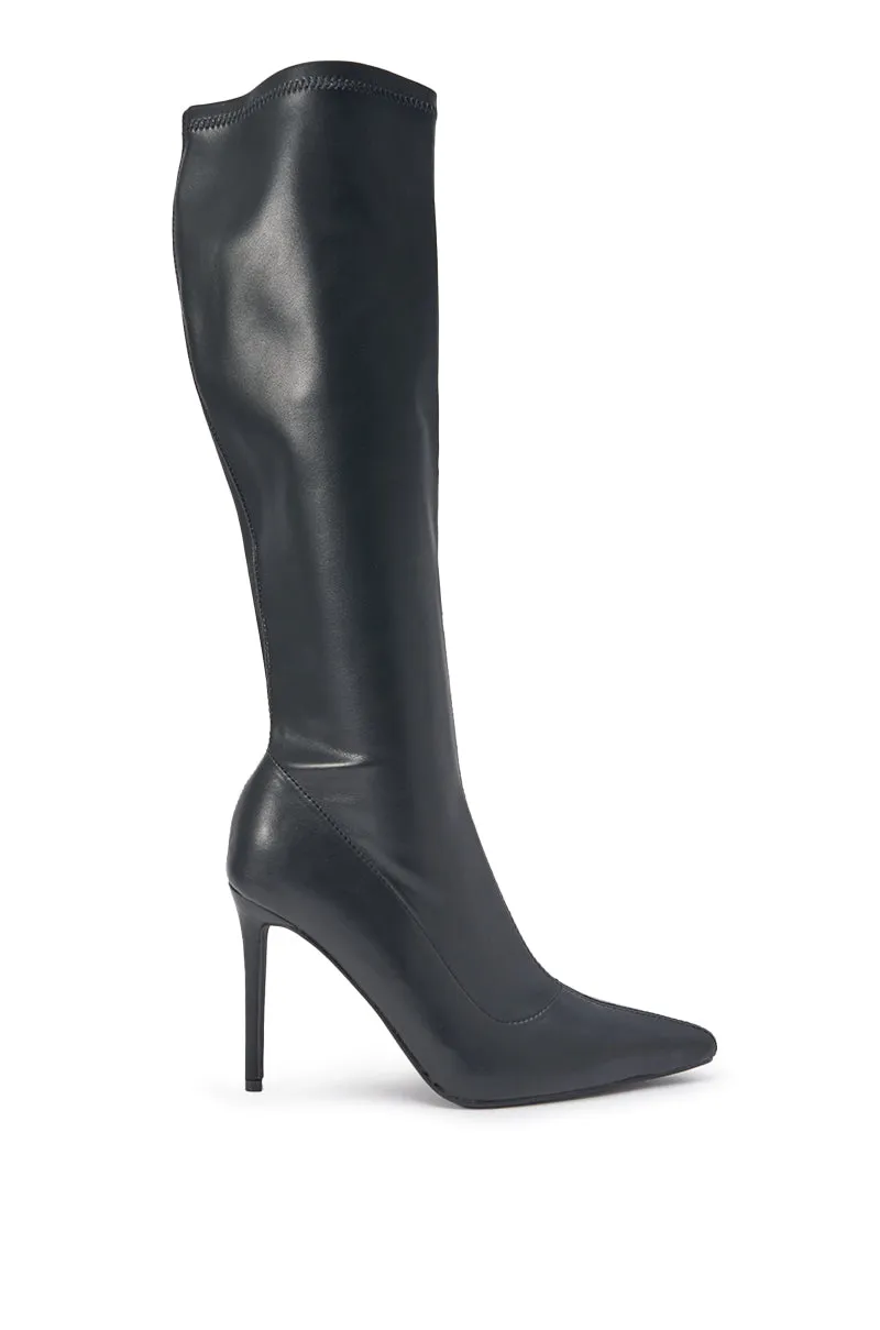 AZALEA WANG CALANA BLACK 4 WAY STRETCH PU STILETTO BOOT sold by AKIRA product image thumbnail 4