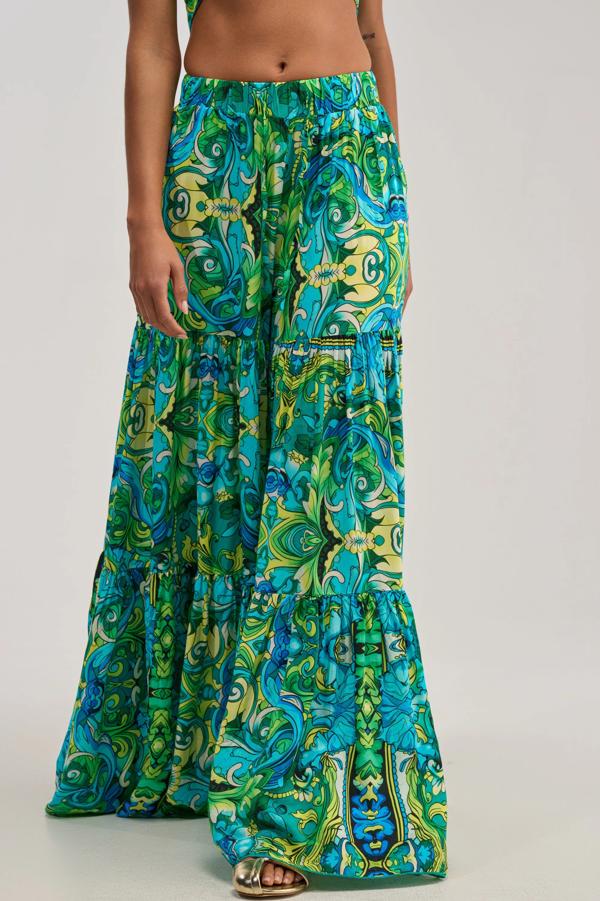 INTO THE GARDEN PALAZZO PANT IN GREEN MULTI sold by AKIRA product image thumbnail 2
