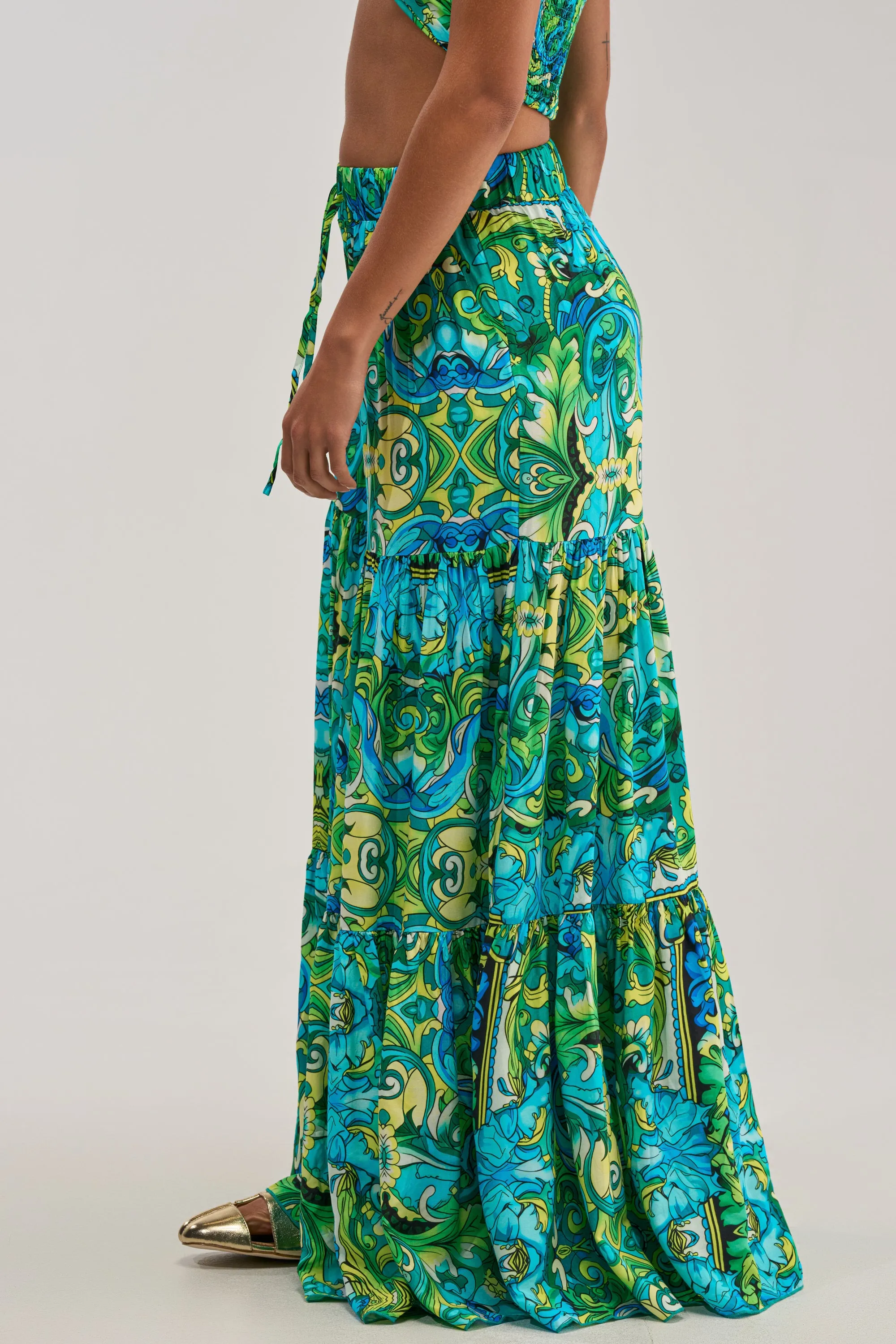 INTO THE GARDEN PALAZZO PANT IN GREEN MULTI sold by AKIRA product image thumbnail 4