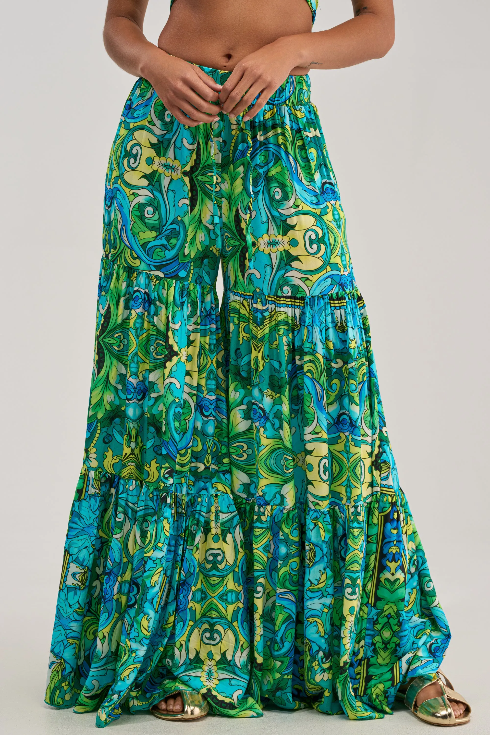 INTO THE GARDEN PALAZZO PANT IN GREEN MULTI sold by AKIRA product image thumbnail 3